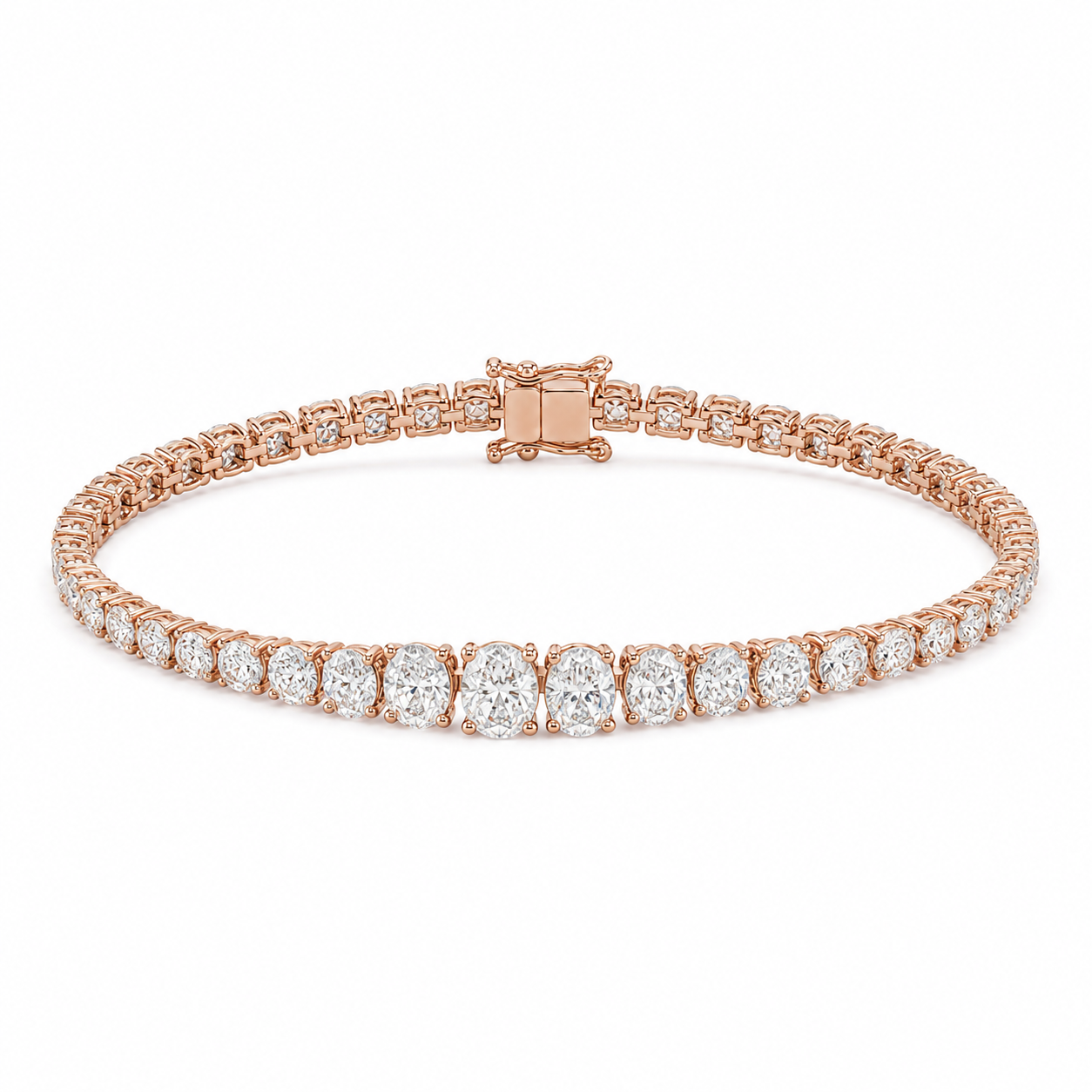 Rose Gold Graduated Oval Tennis Bracelet