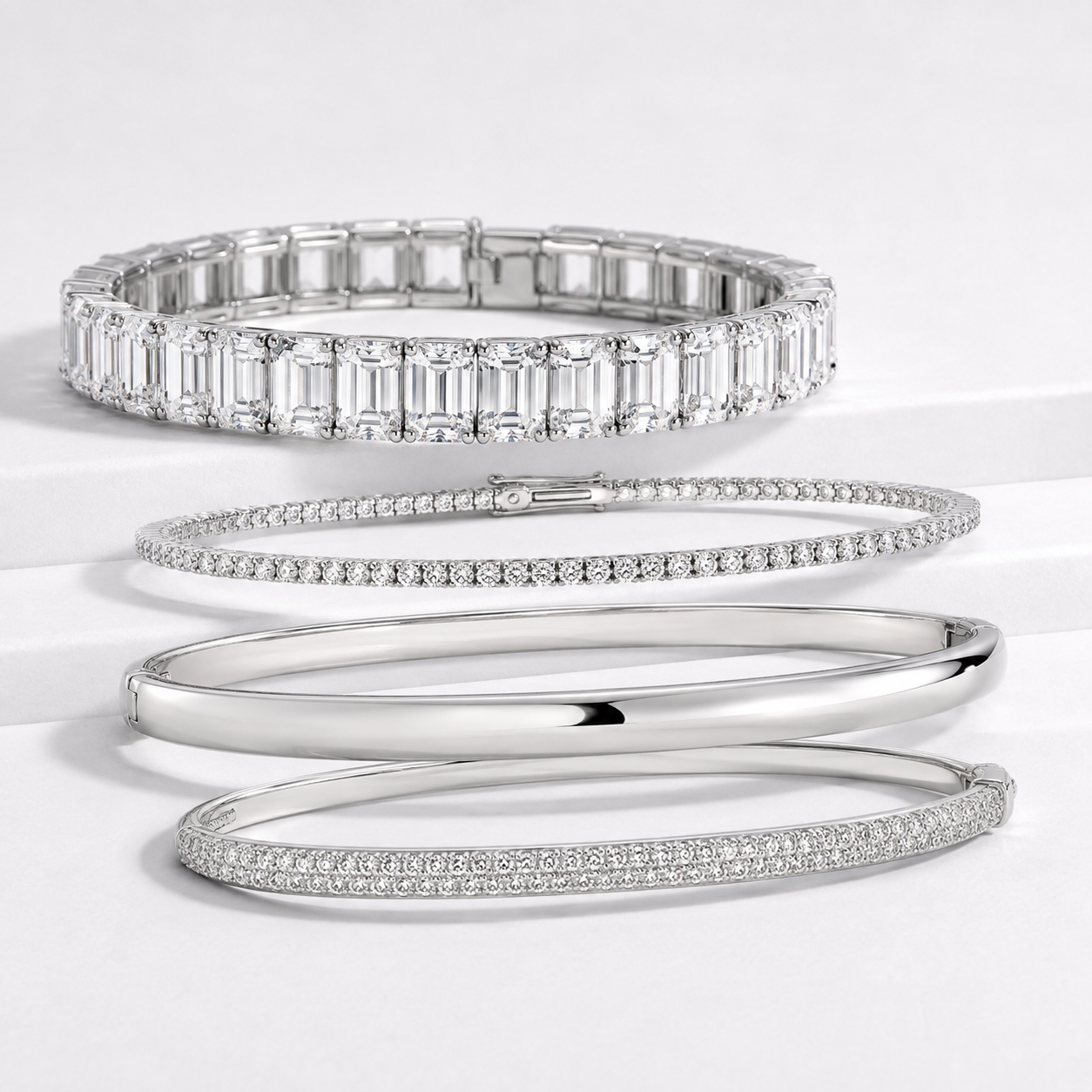White Gold Multi Stackable Set