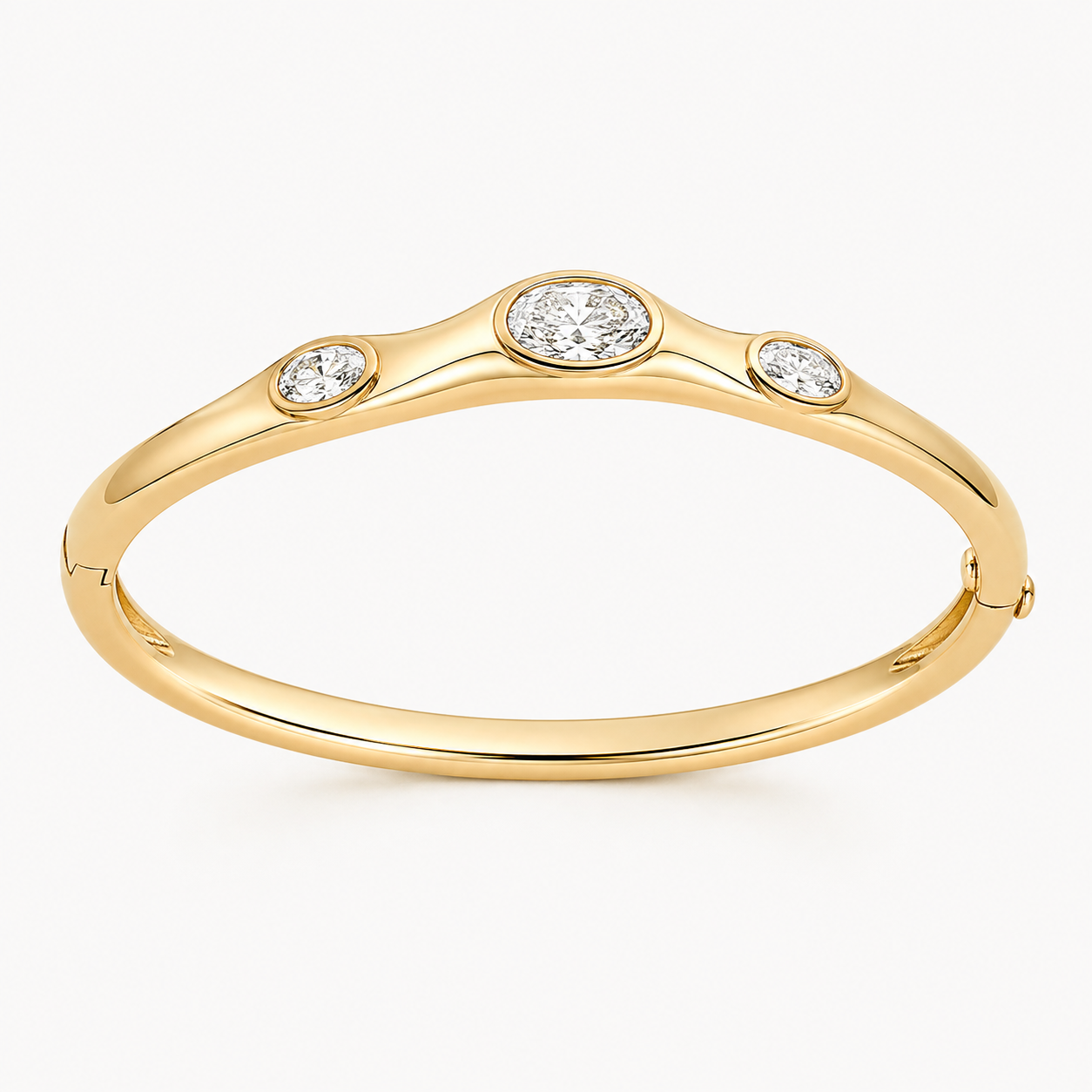 Yellow Gold Oval Wave Bangle