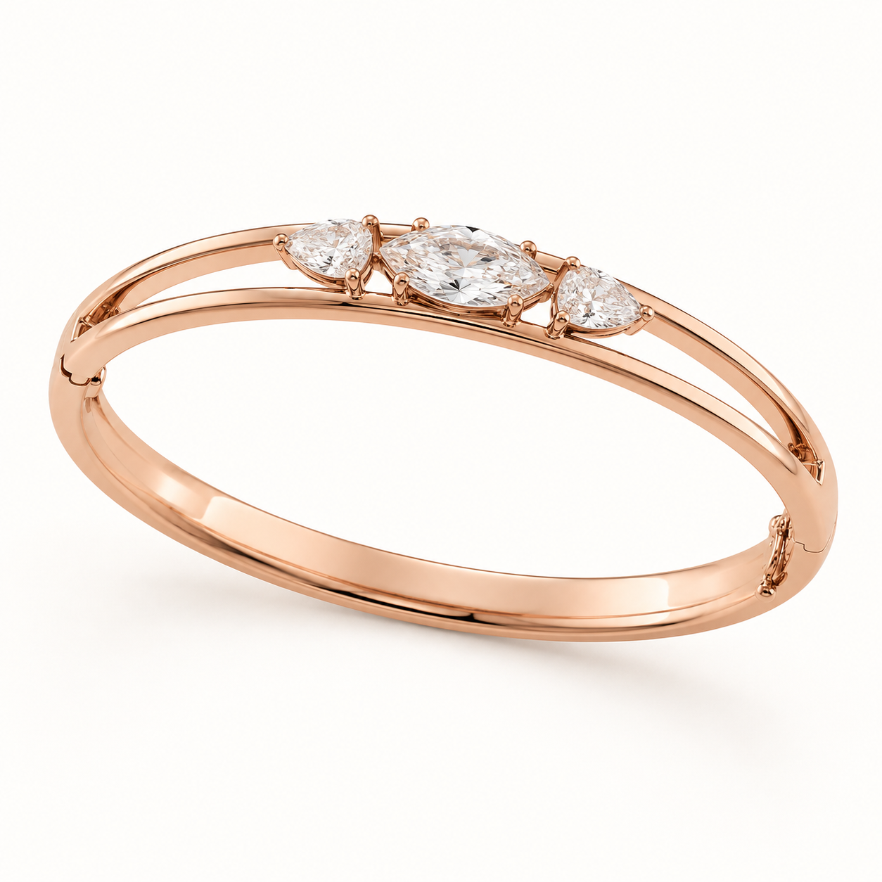 Rose Gold Split Marquise and Pear Bangle