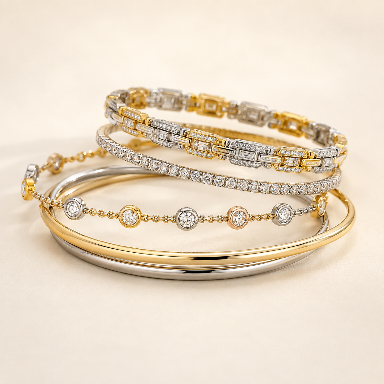 Yellow and White Gold Multi Stackable Set