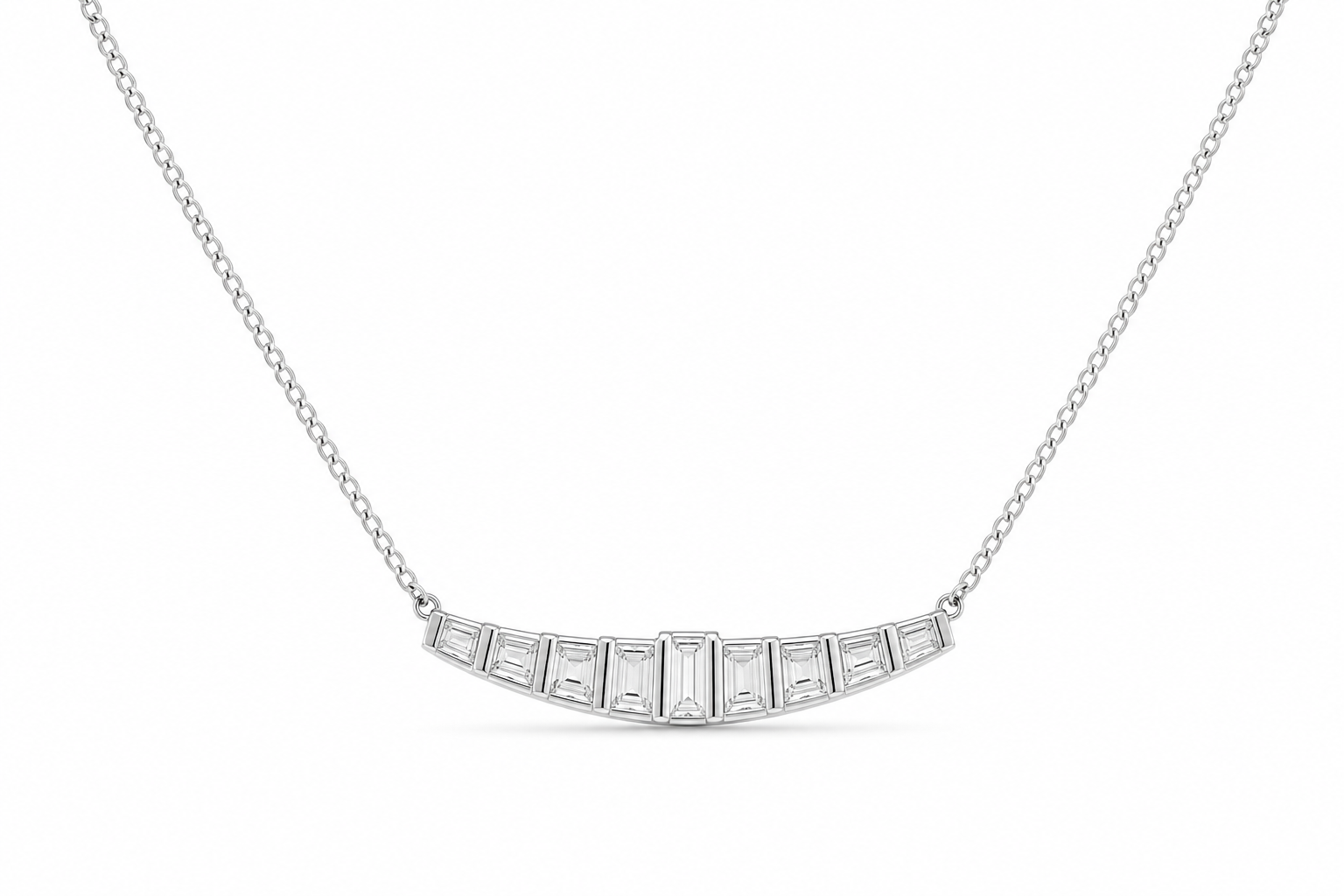 White Gold Baguette Arc Pendant