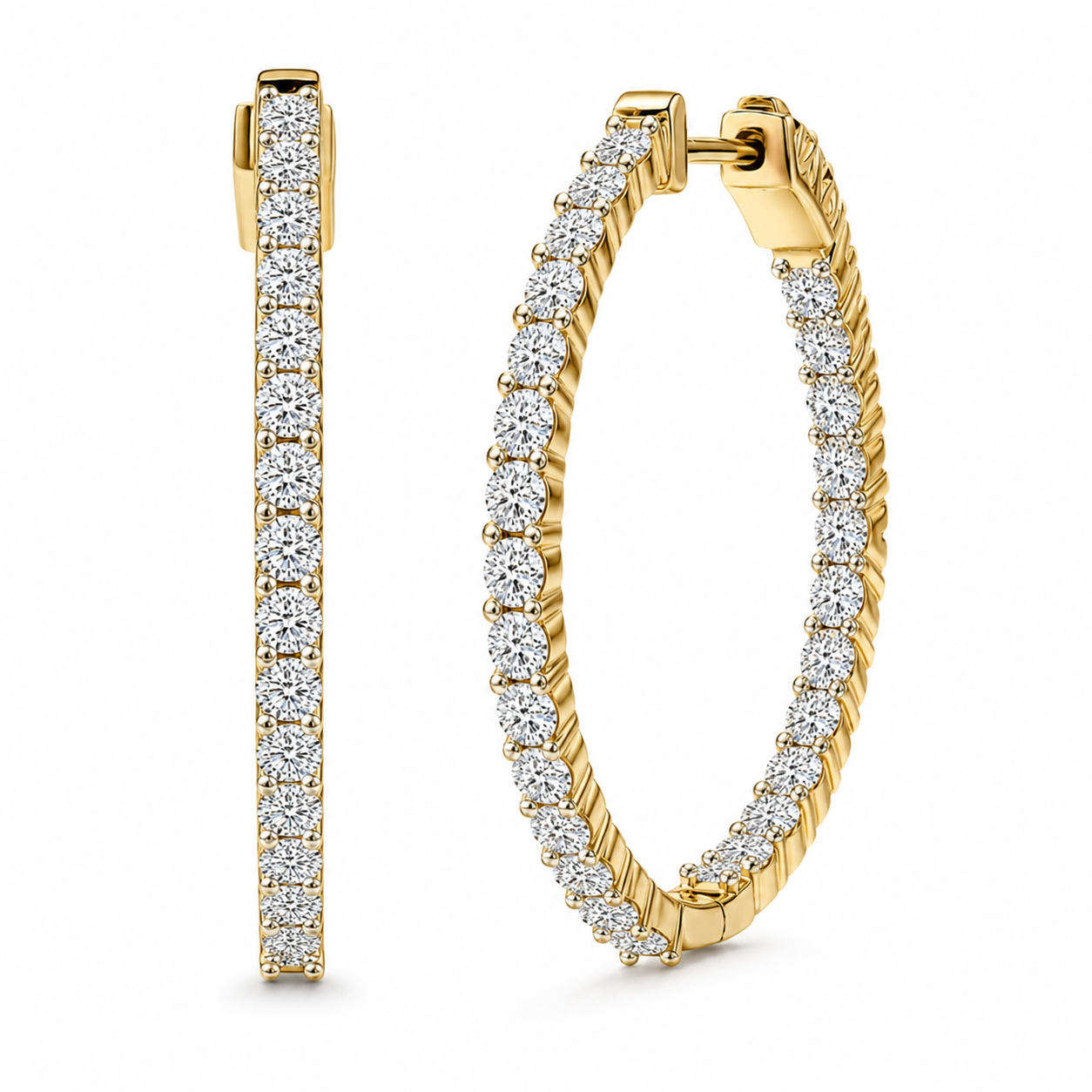 Yellow Gold Full Diamond Hoops