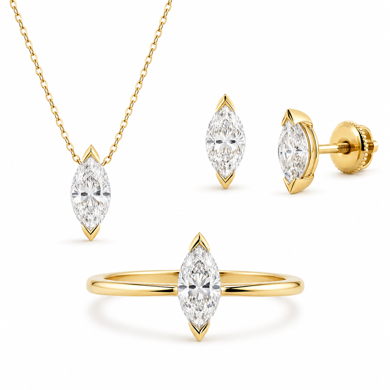 Marquise Yellow Gold