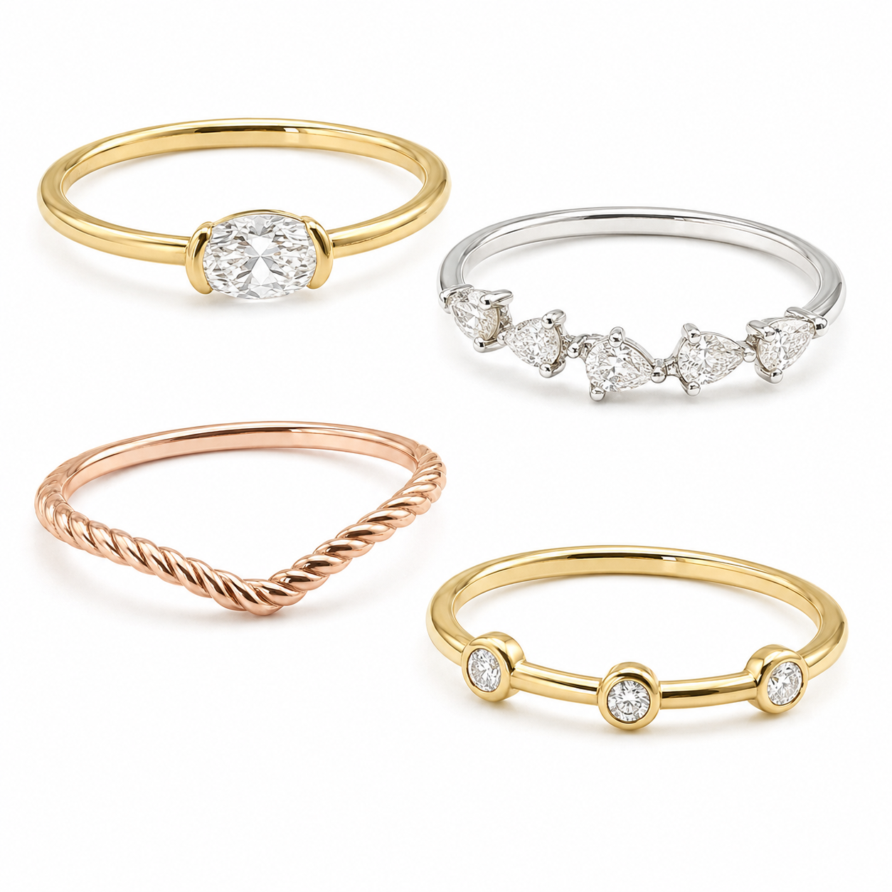 Oval Pear Rope Bezel Midi Set