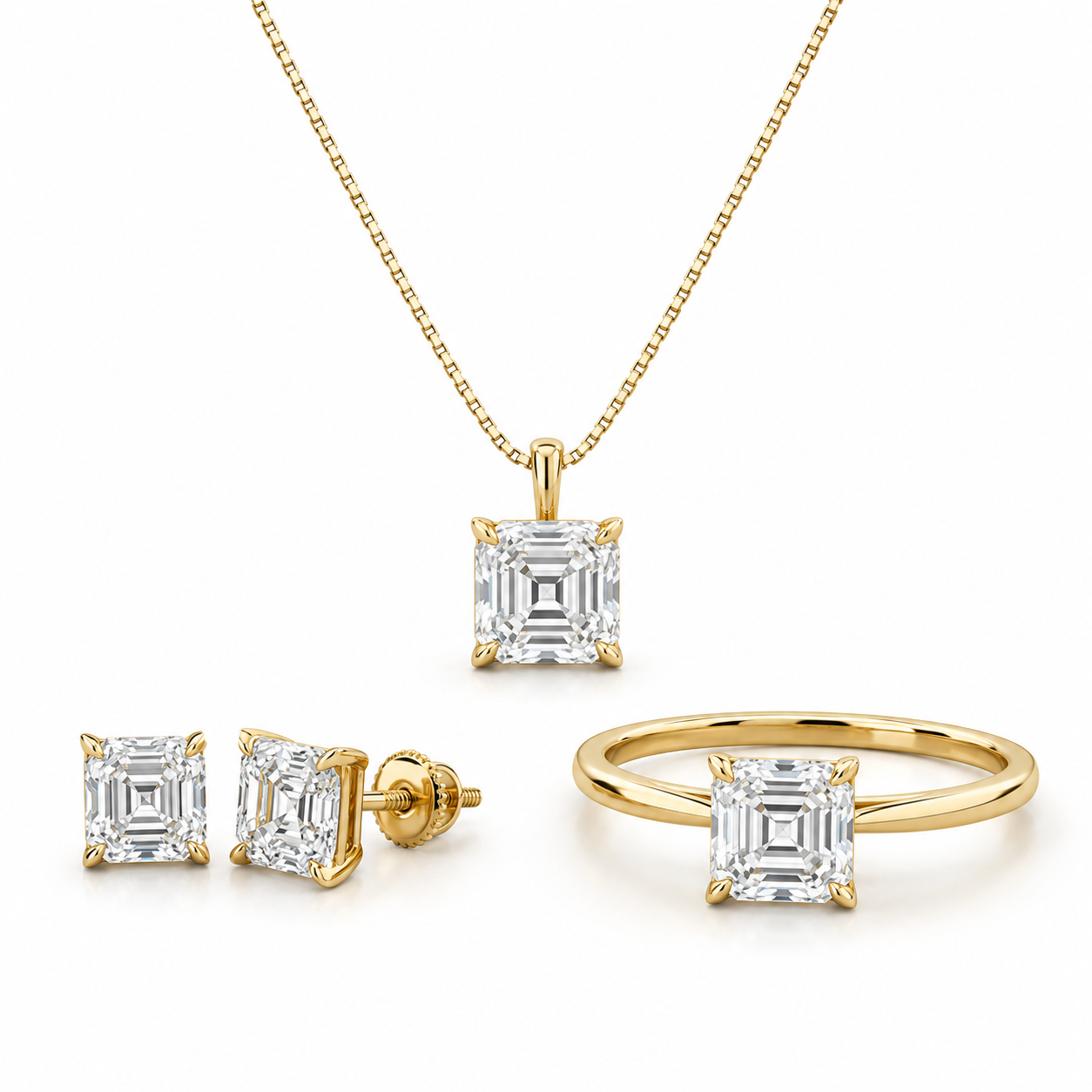 Asscher Yellow Gold