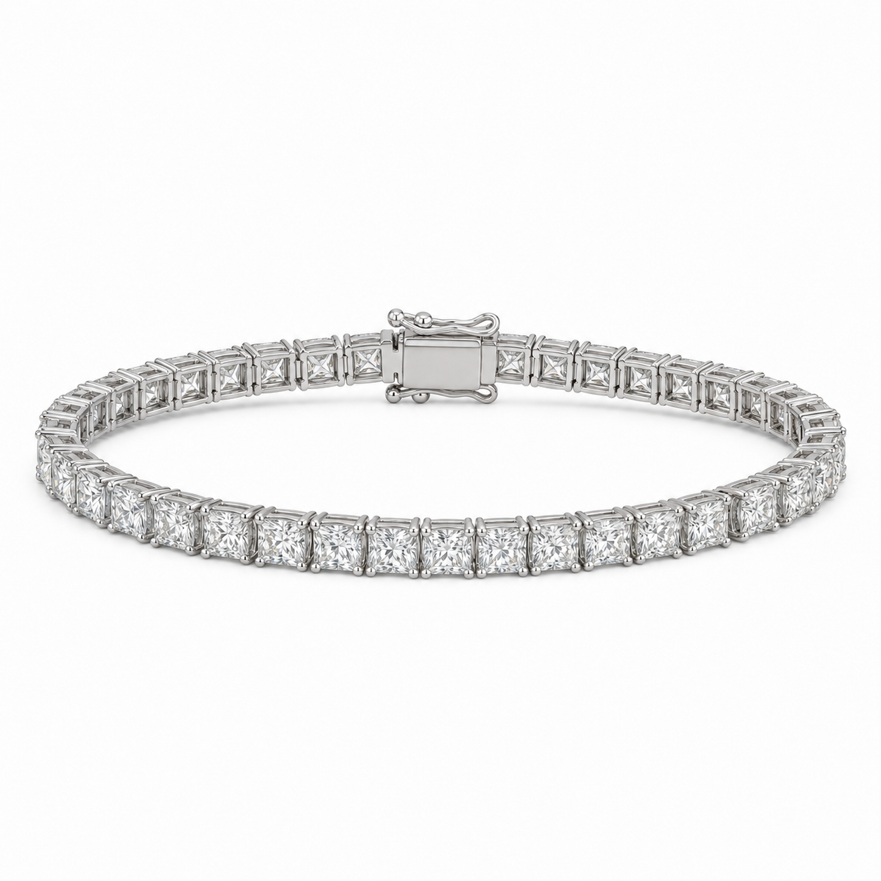 White Gold Princess 4Prong Tennis Bracelet