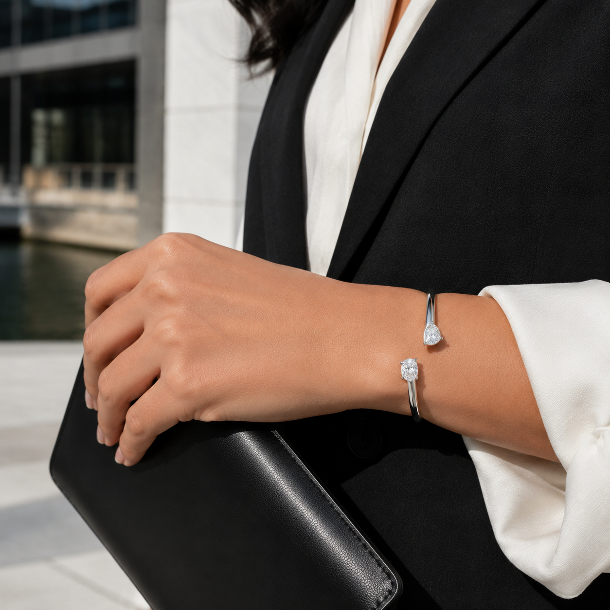 White Gold Pear and Oval Bypass Cuff Lifestyle.png