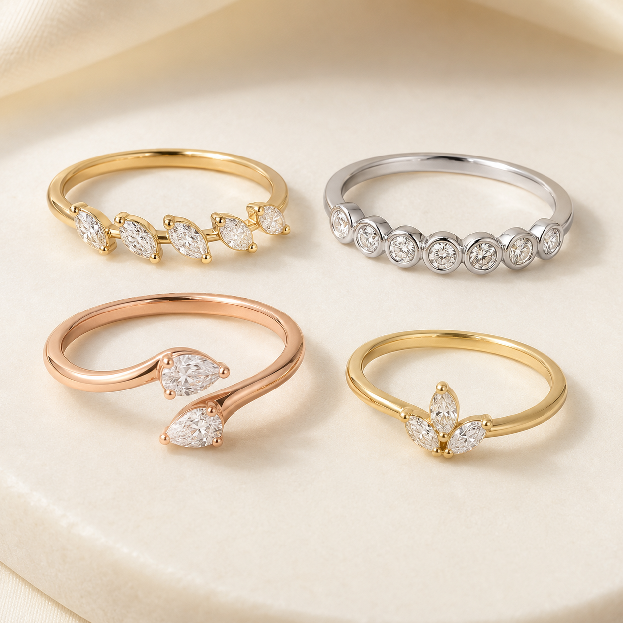Marquise Bezel Pear Botanical Set