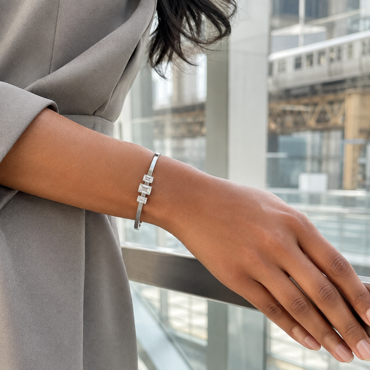 White Gold Emerald Cut Trio Bangle Lifestyle.png