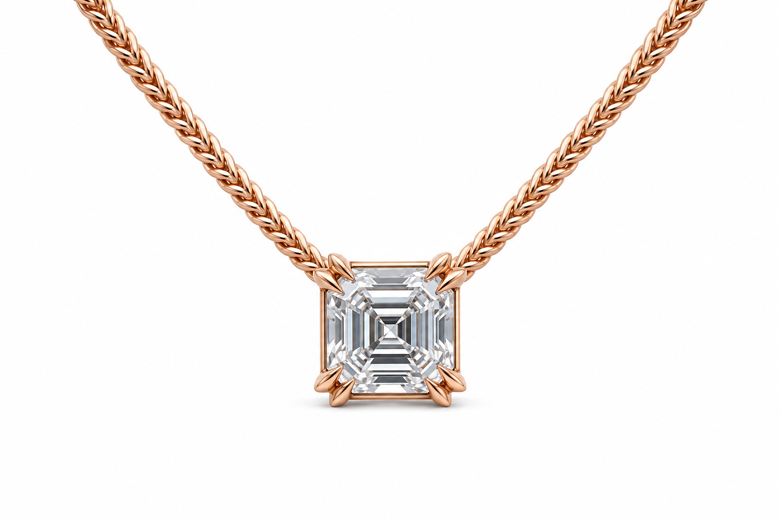 Rose Gold Asscher Compass Pendant