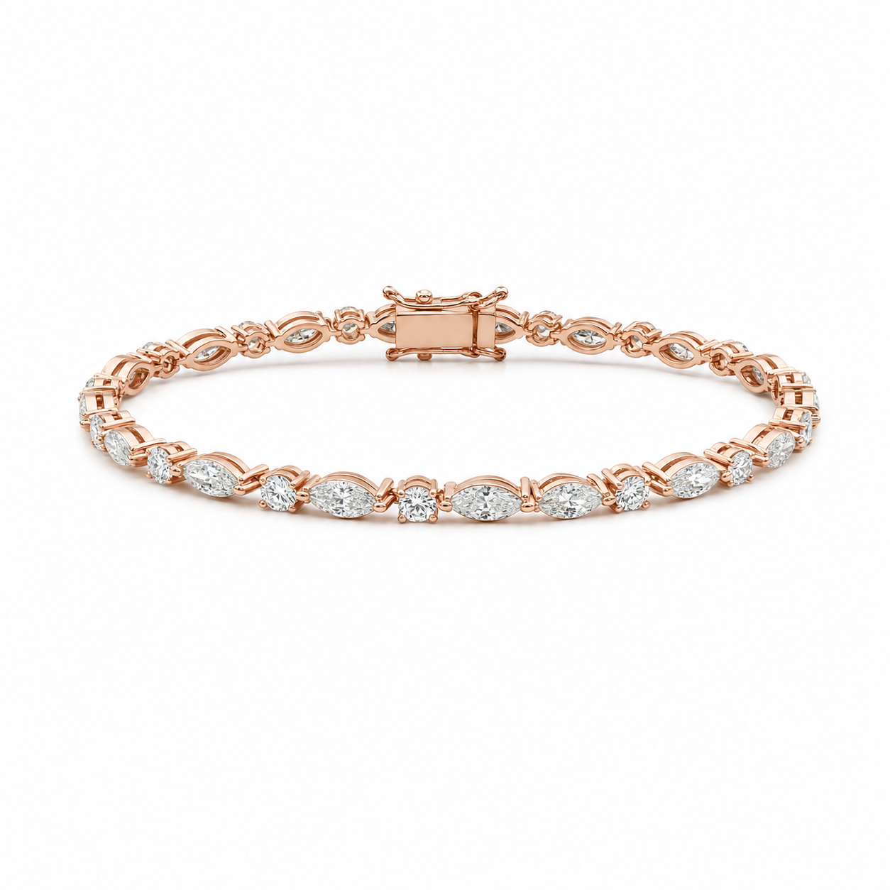 Rose Gold Marquise Round Tennis Bracelet