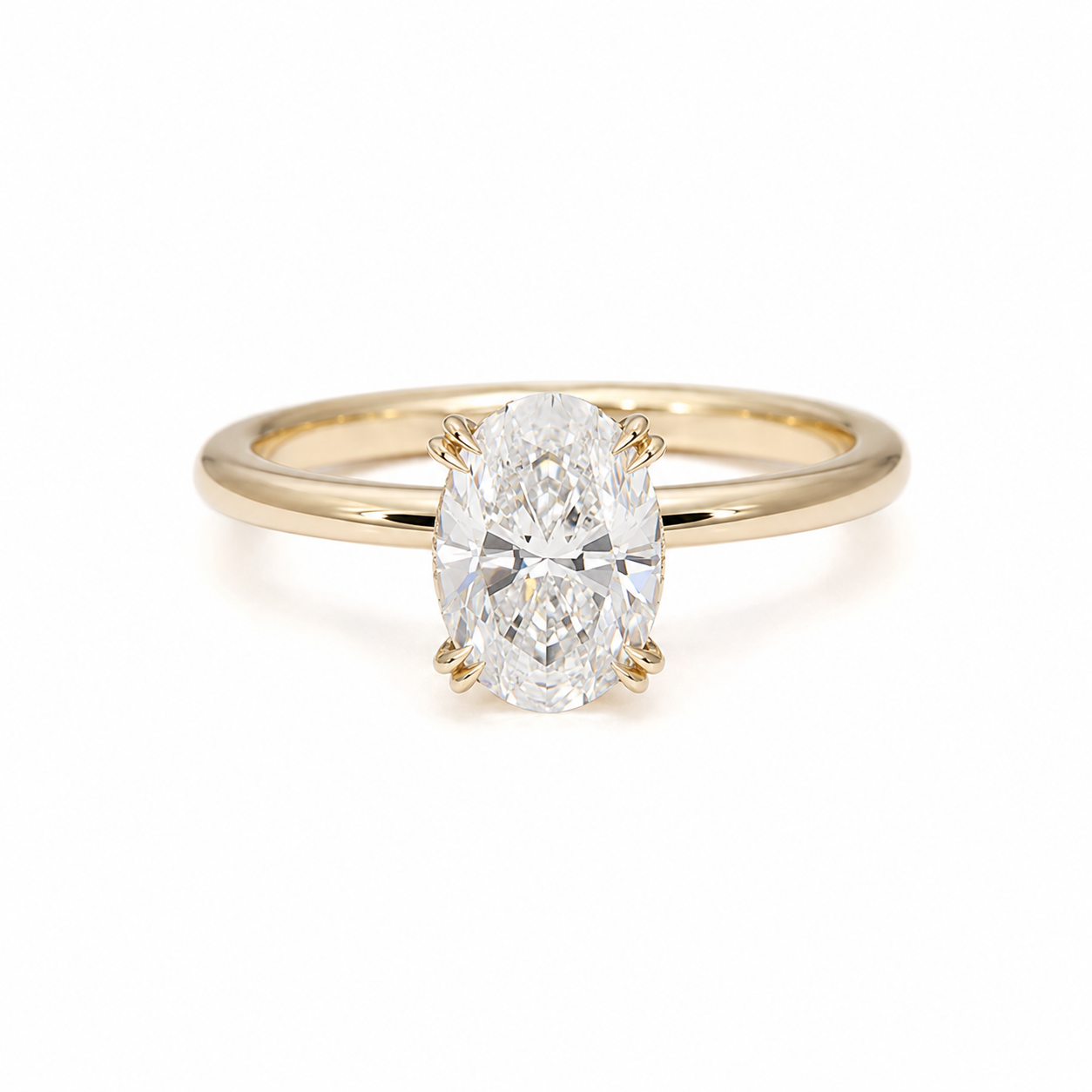 Yellow Gold Elongated Oval Hidden Halo