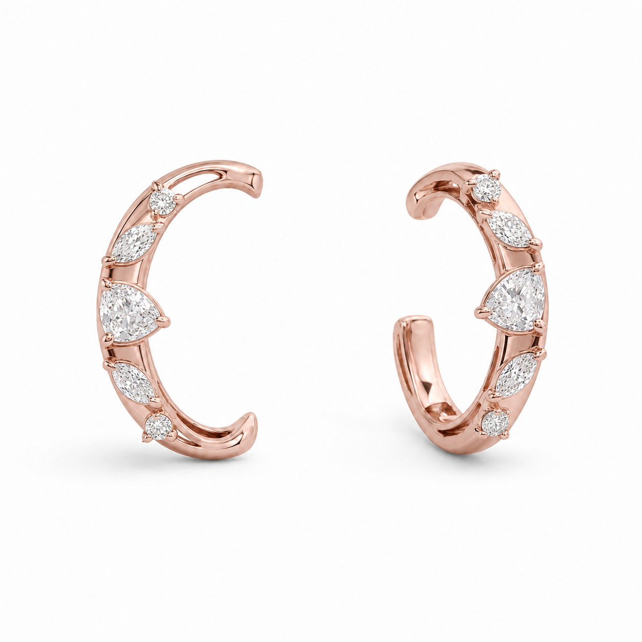 Rose Gold Mixed Cut Ear Cuffs