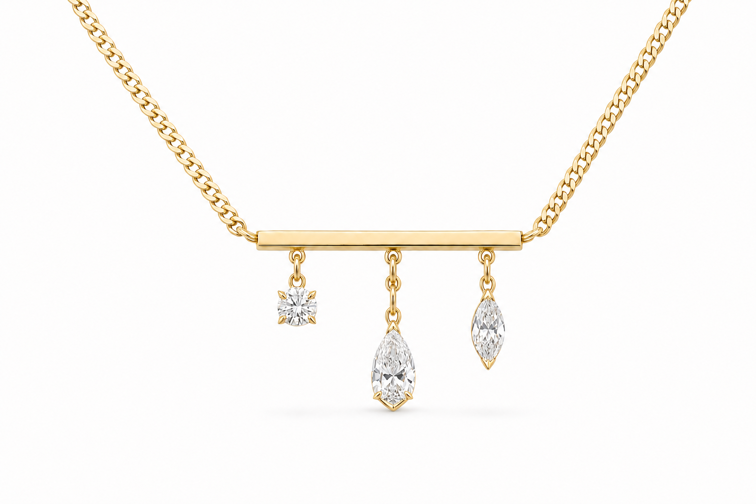 Yellow Gold Mixed Cut Fringe Bar