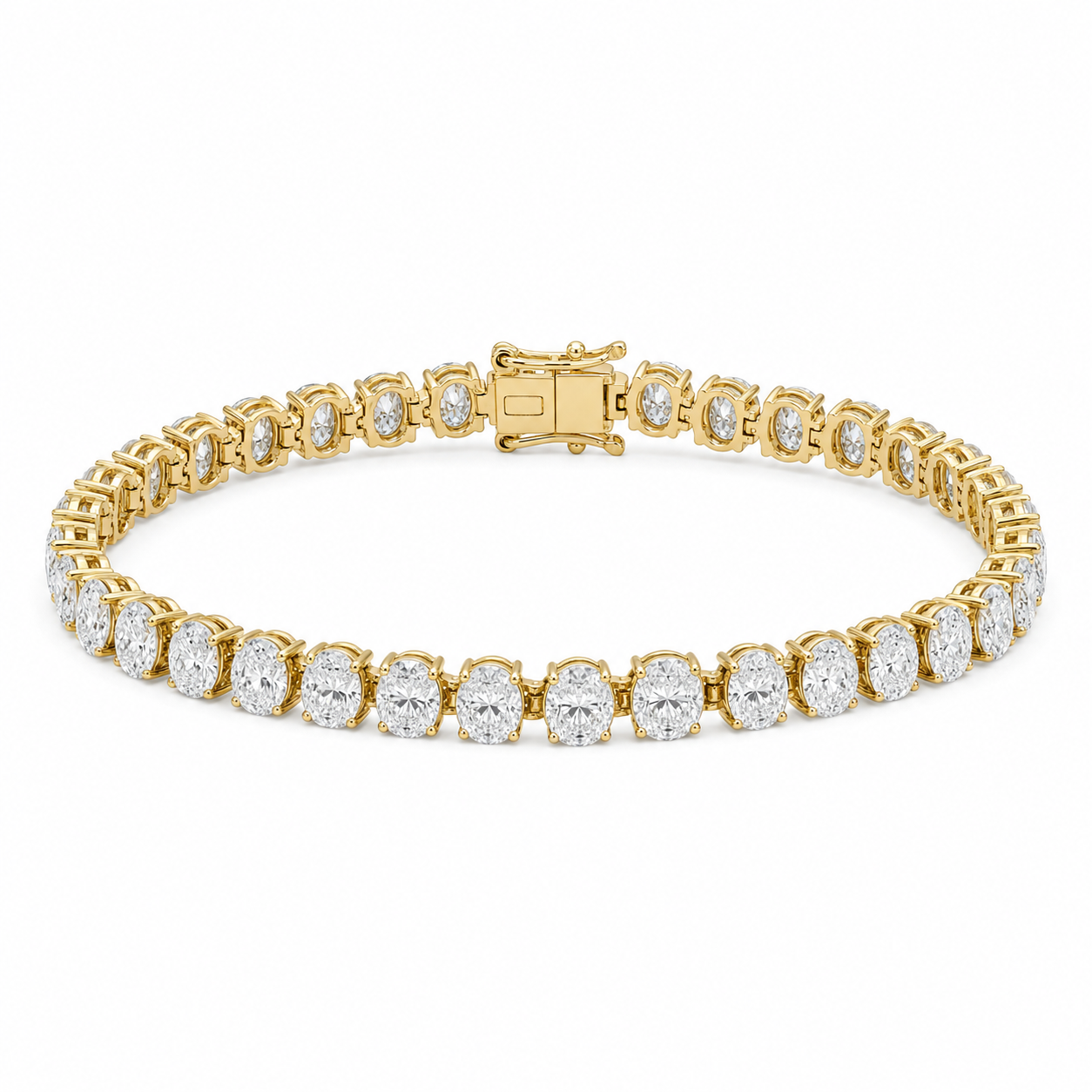 Yellow Gold Oval 4Claw Tennis Bracelet