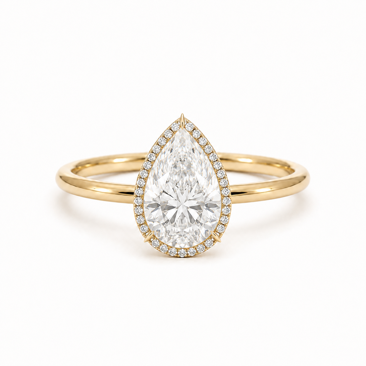 Yellow Gold Pear Halo