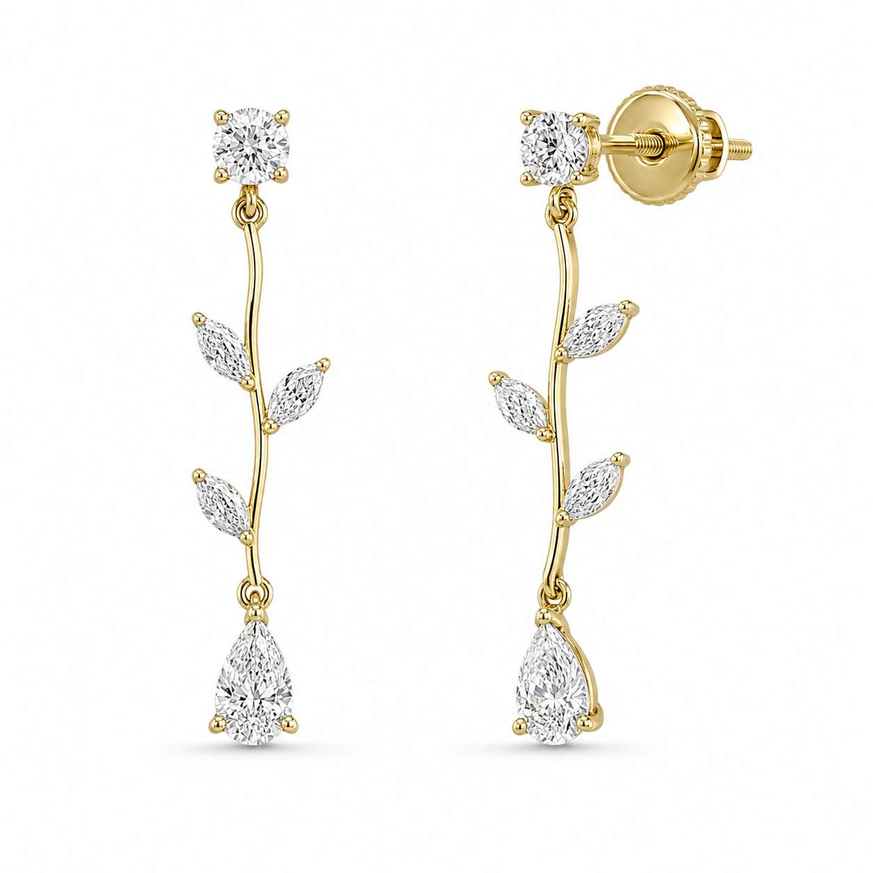 Yellow Gold Diamond Willow Drops