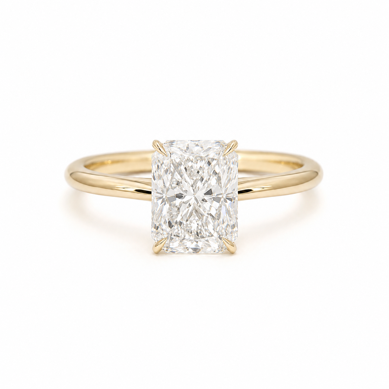 Yellow Gold Elongated Radiant Solitaire