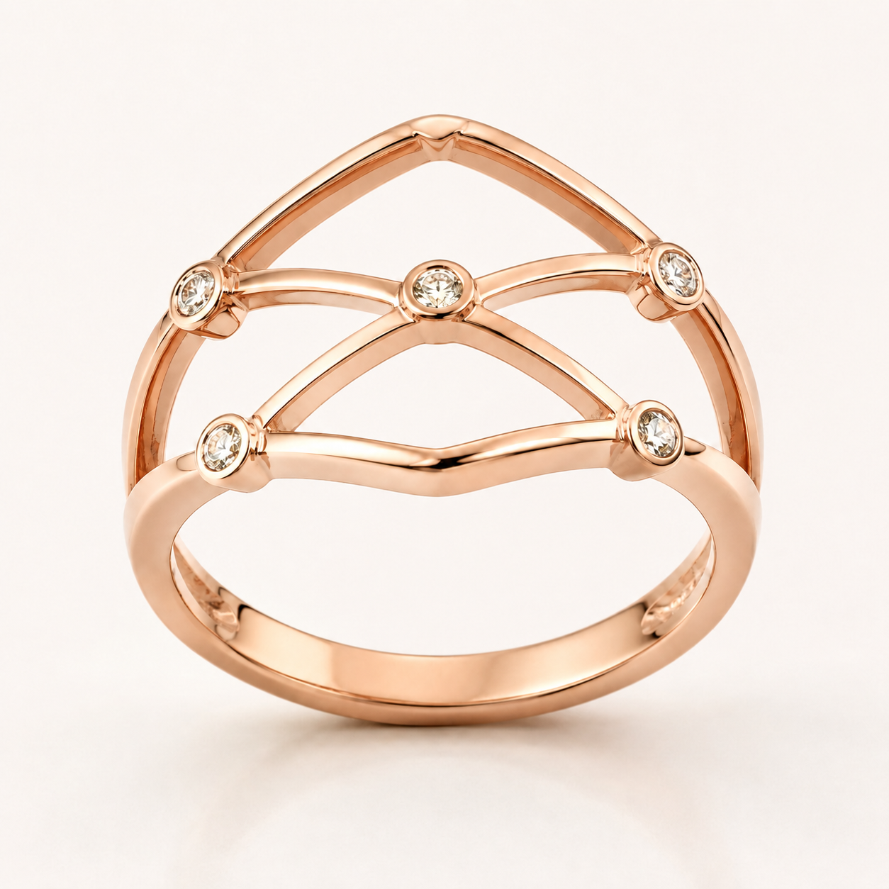 Rose Gold Diamond Lattice Ring