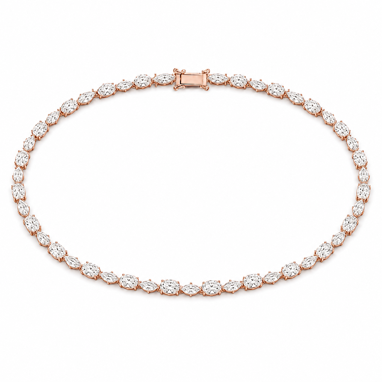 Rose Gold Marquise Oval Riviera Necklace