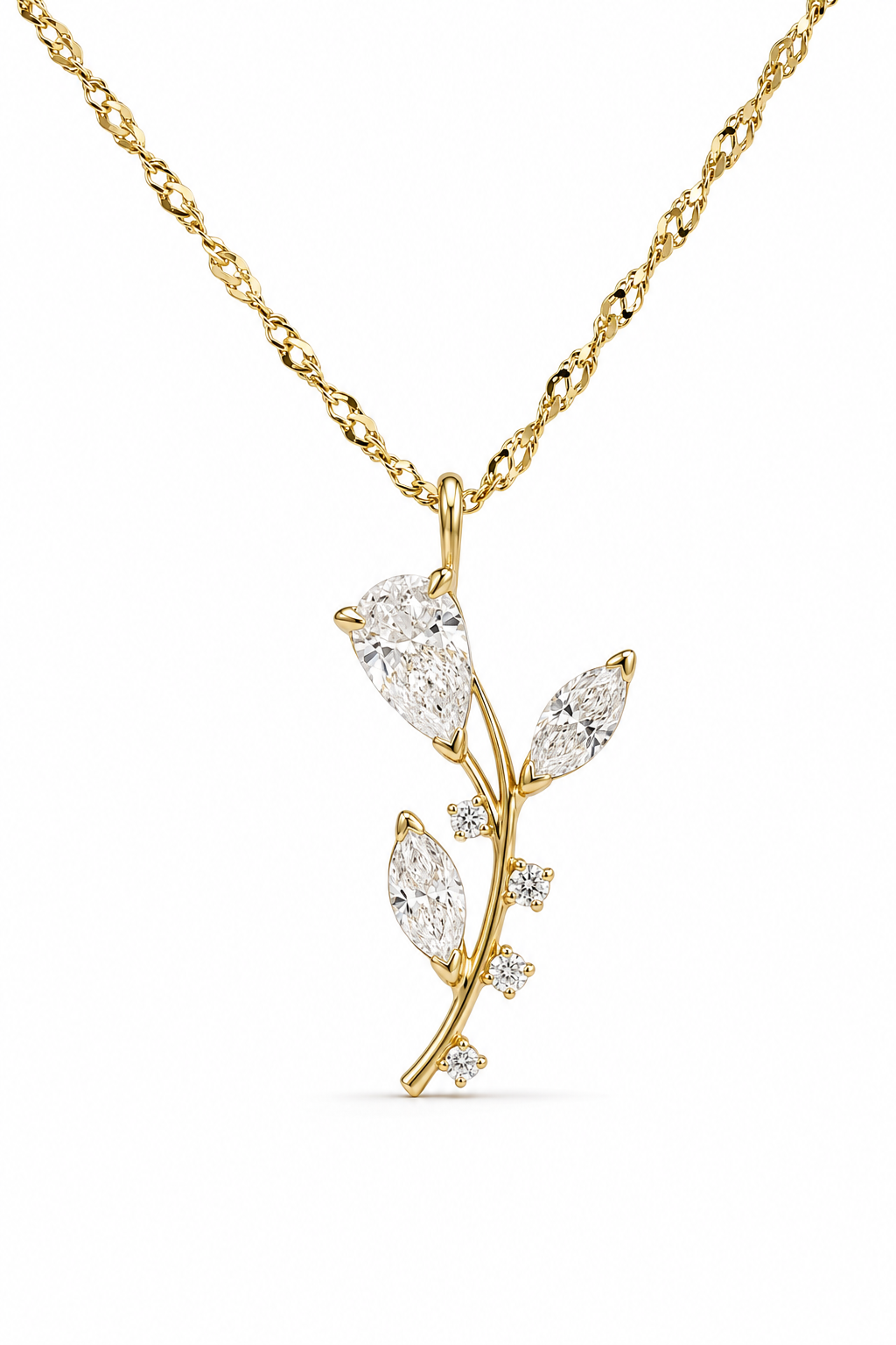 Yellow Gold Mixed Cut Botanical Cluster
