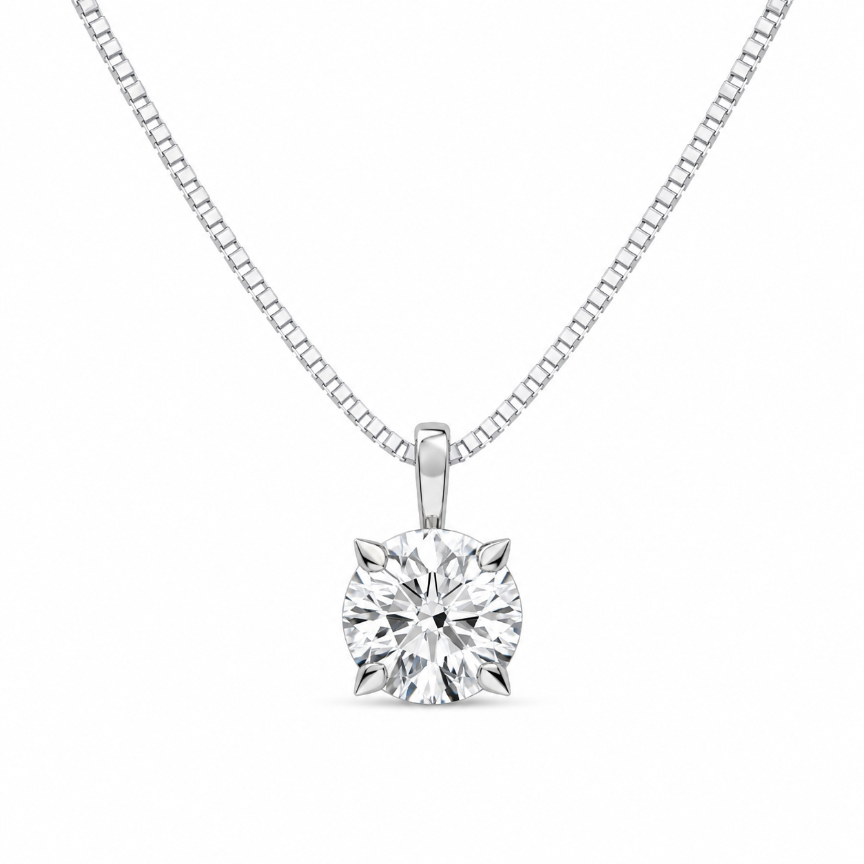 White Gold Round Solitaire Pendant
