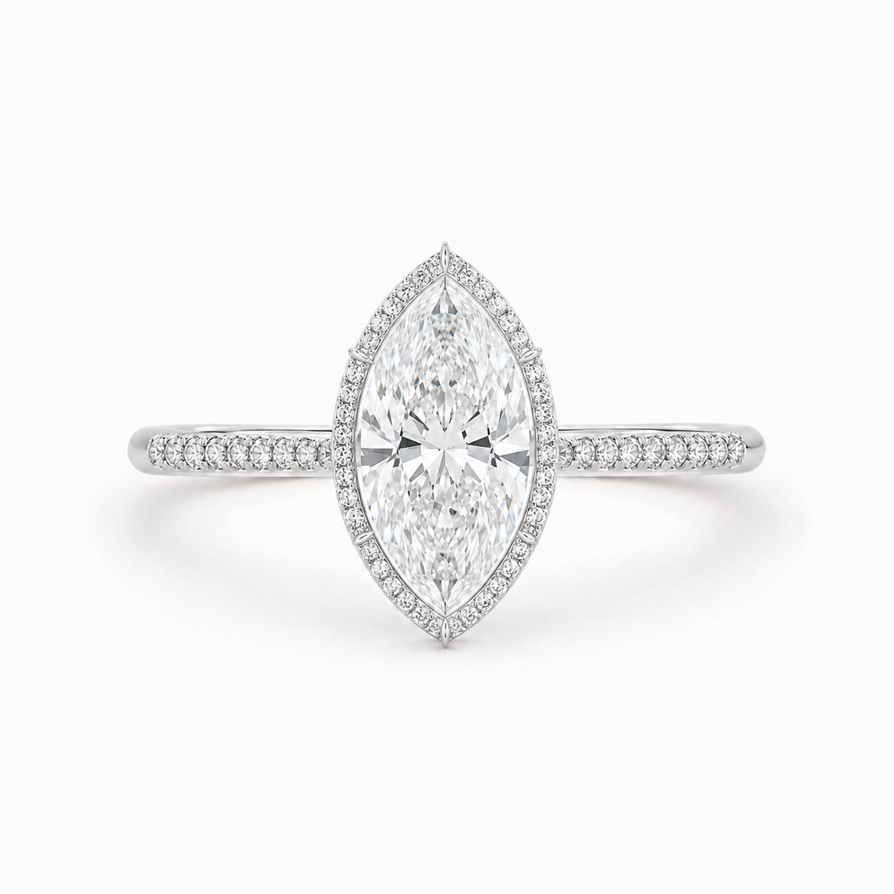White Gold Marquise Halo
