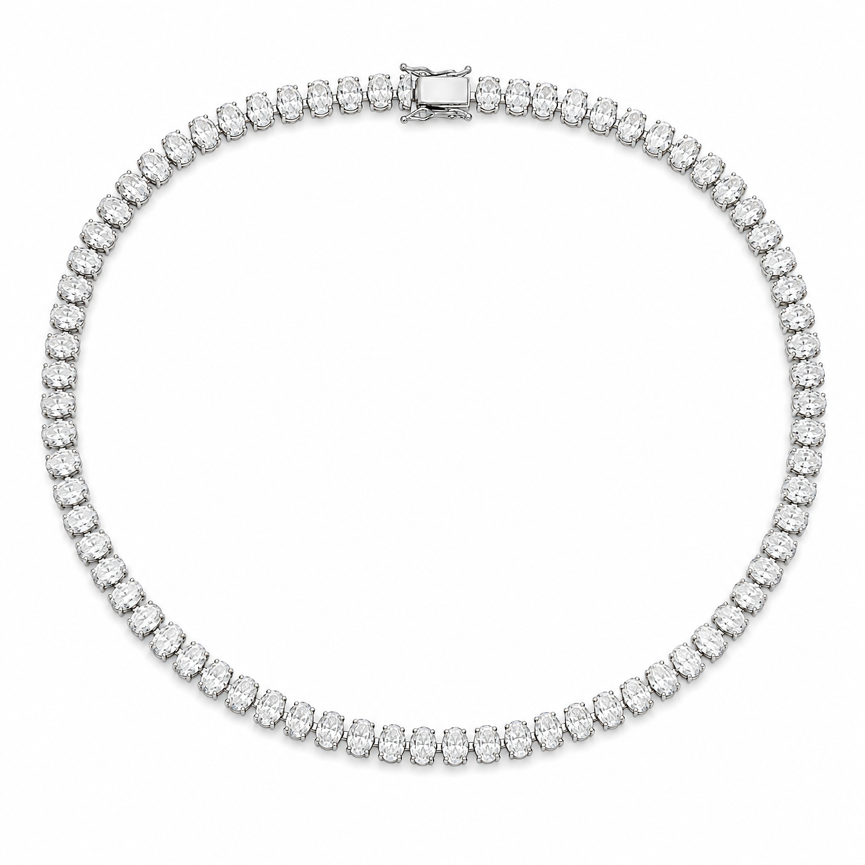 White Gold NS Oval Tennis Necklace