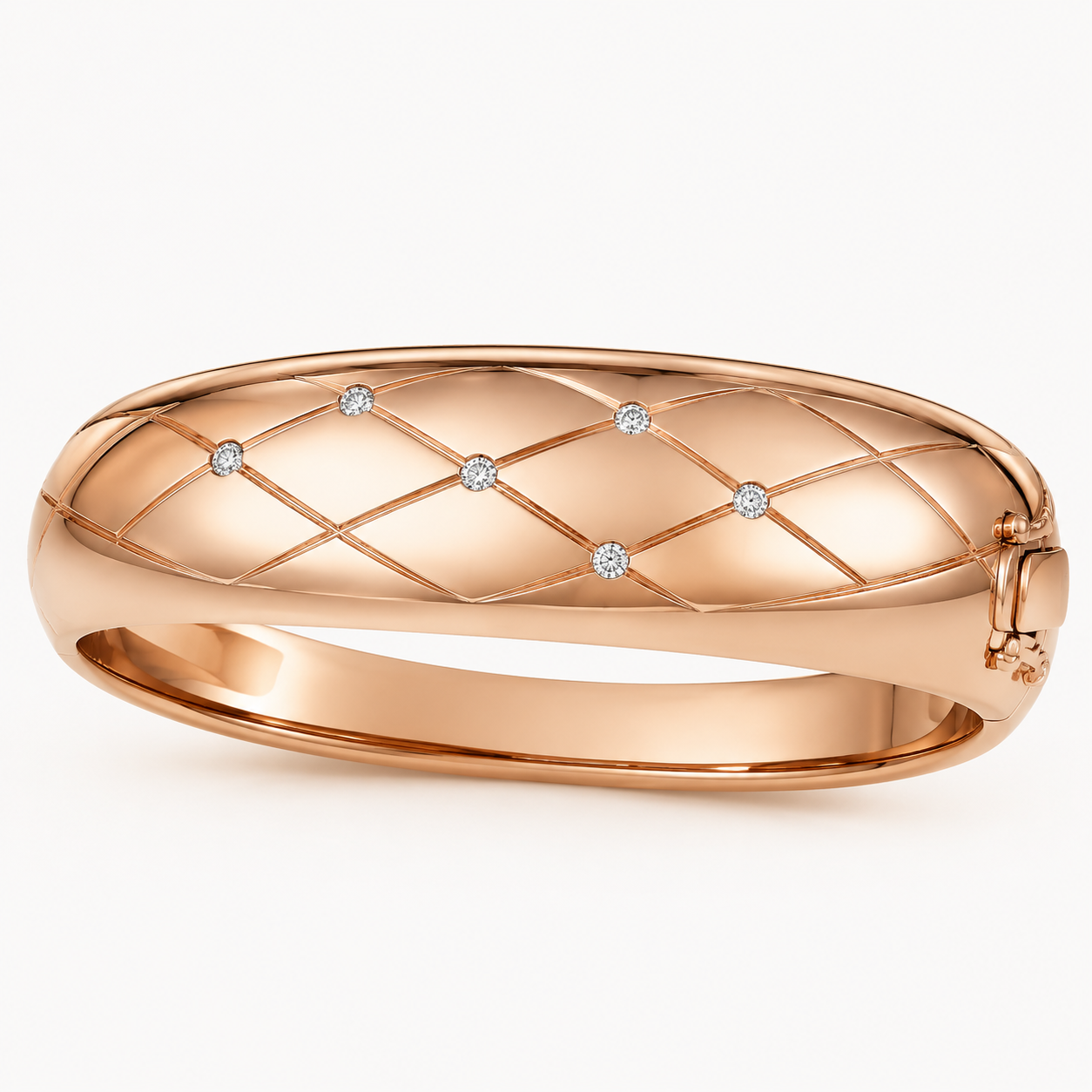 Rose Gold Quilted Diamond Bangle