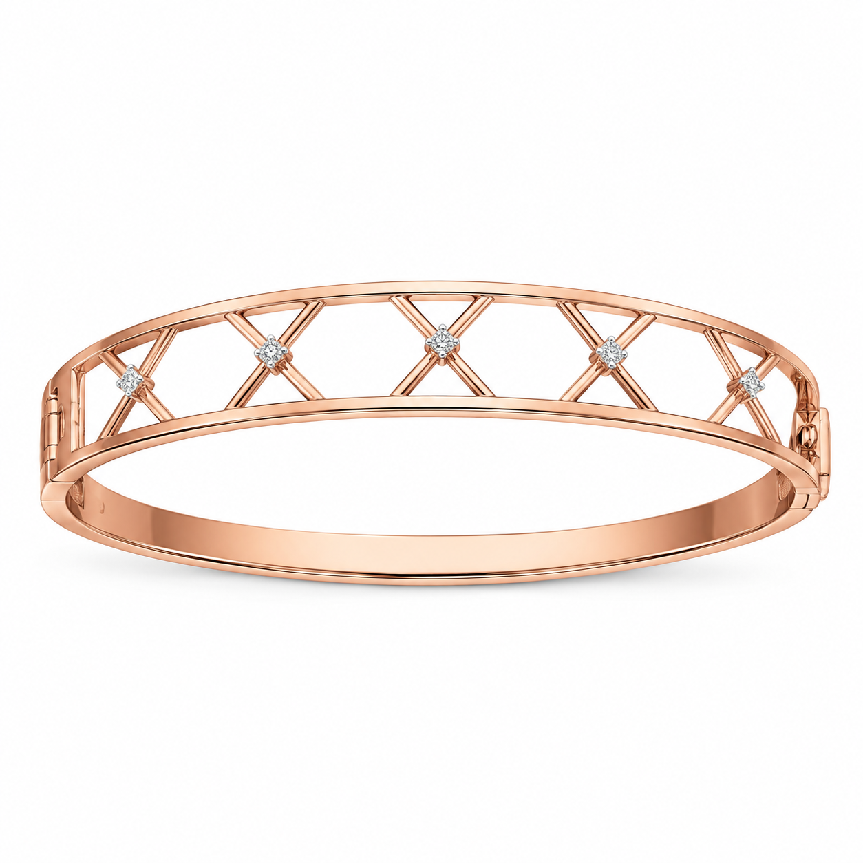 Rose Gold Diamond Lattice Bangle