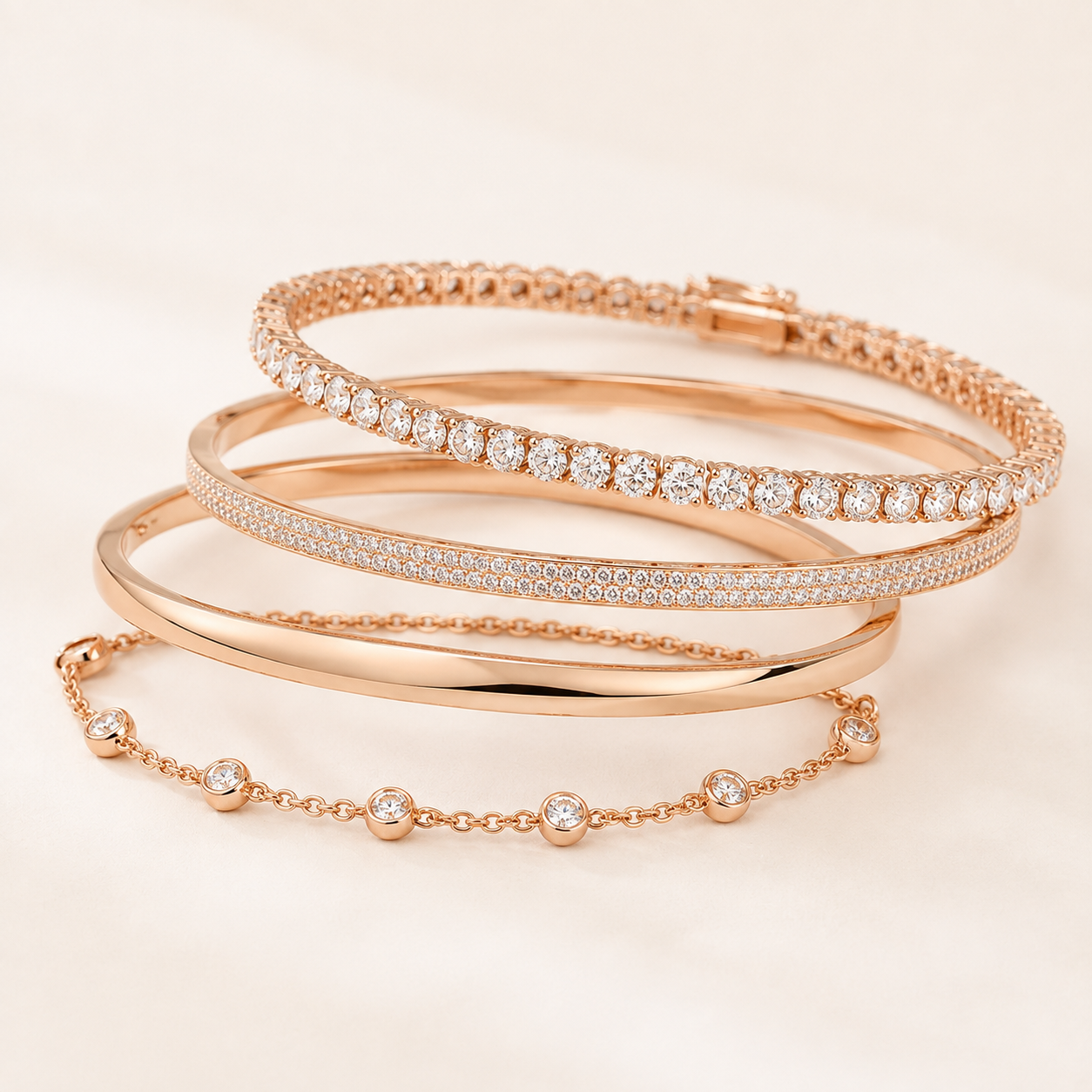 Rose Gold Multi Stackable Set