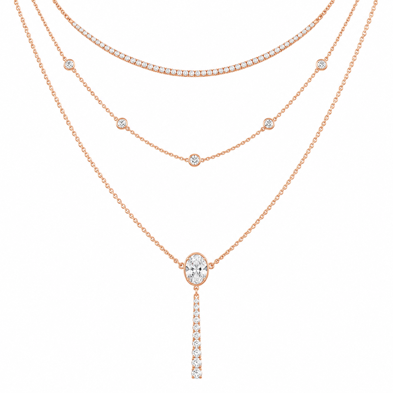 Rose Gold Multi Layered Pendant Necklace