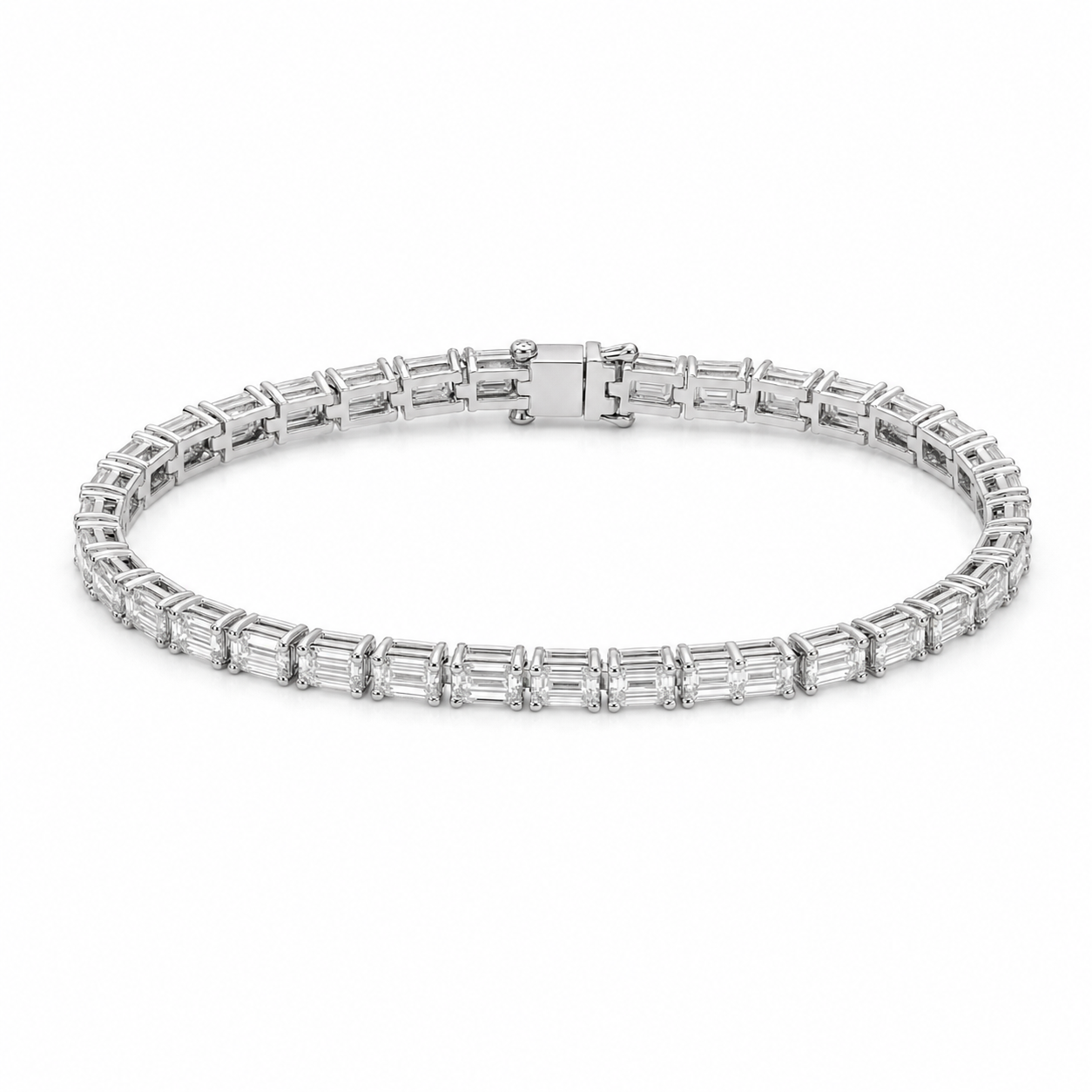 White Gold EW Emerald Tennis Bracelet