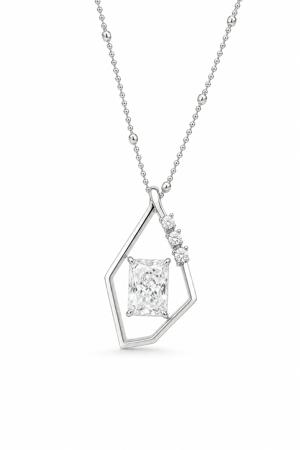White Gold Geometric Radiant Pendant
