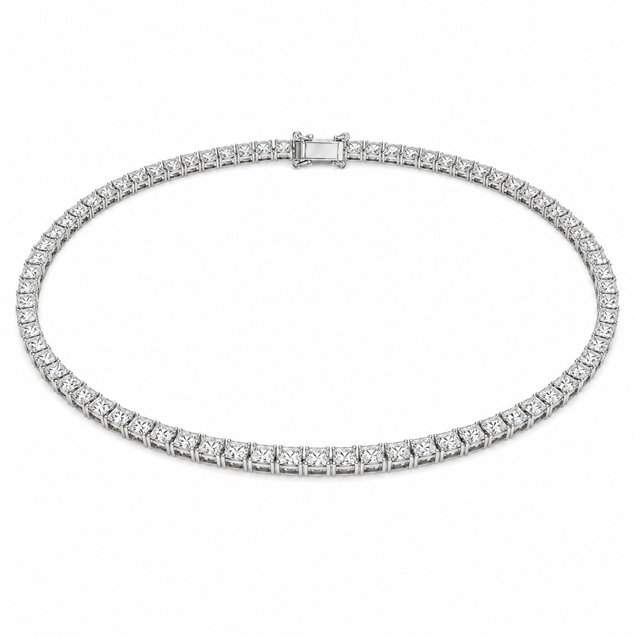 White Gold Princess Tennis Necklace