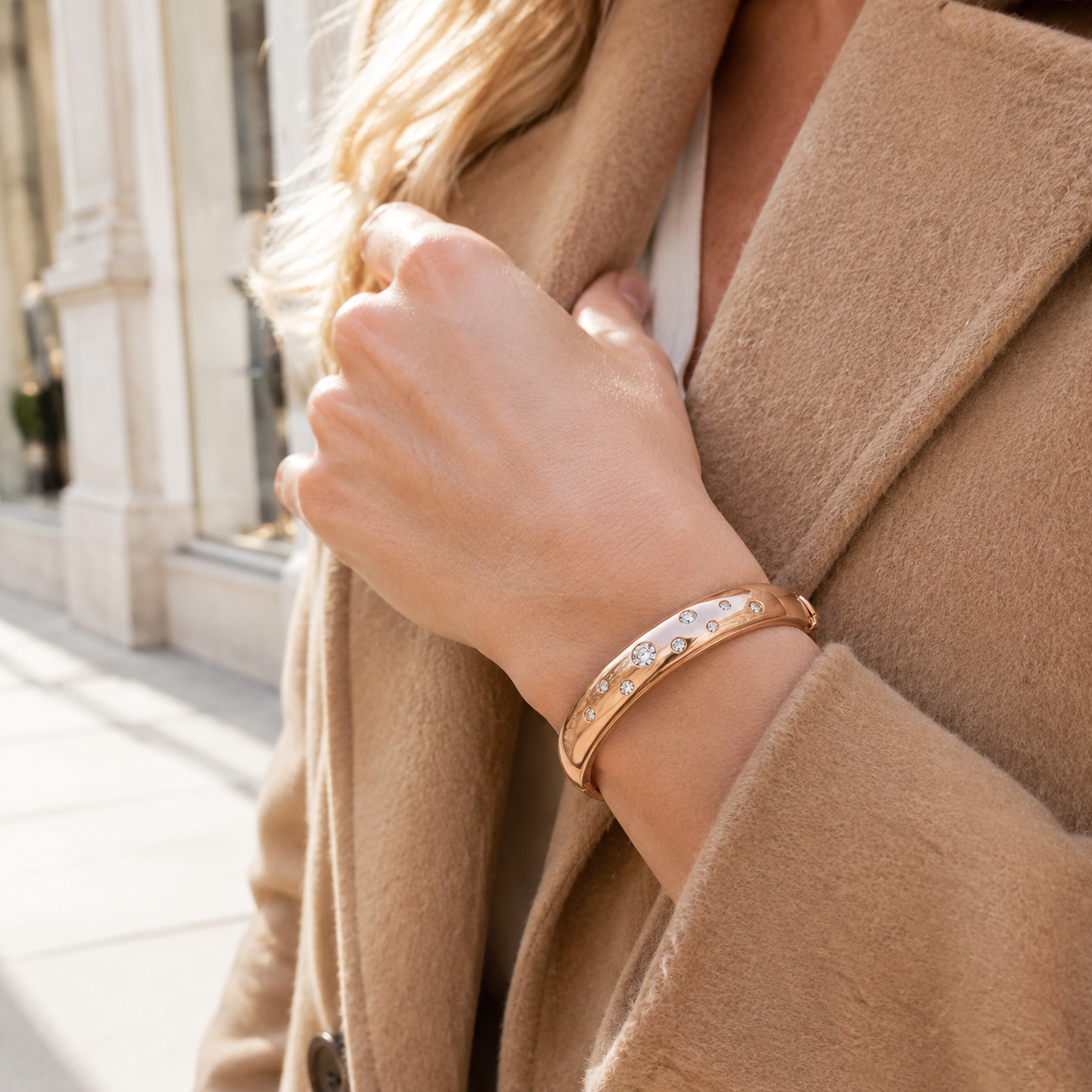 Rose Gold Diamond Constellation Bangle Lifestyle.png