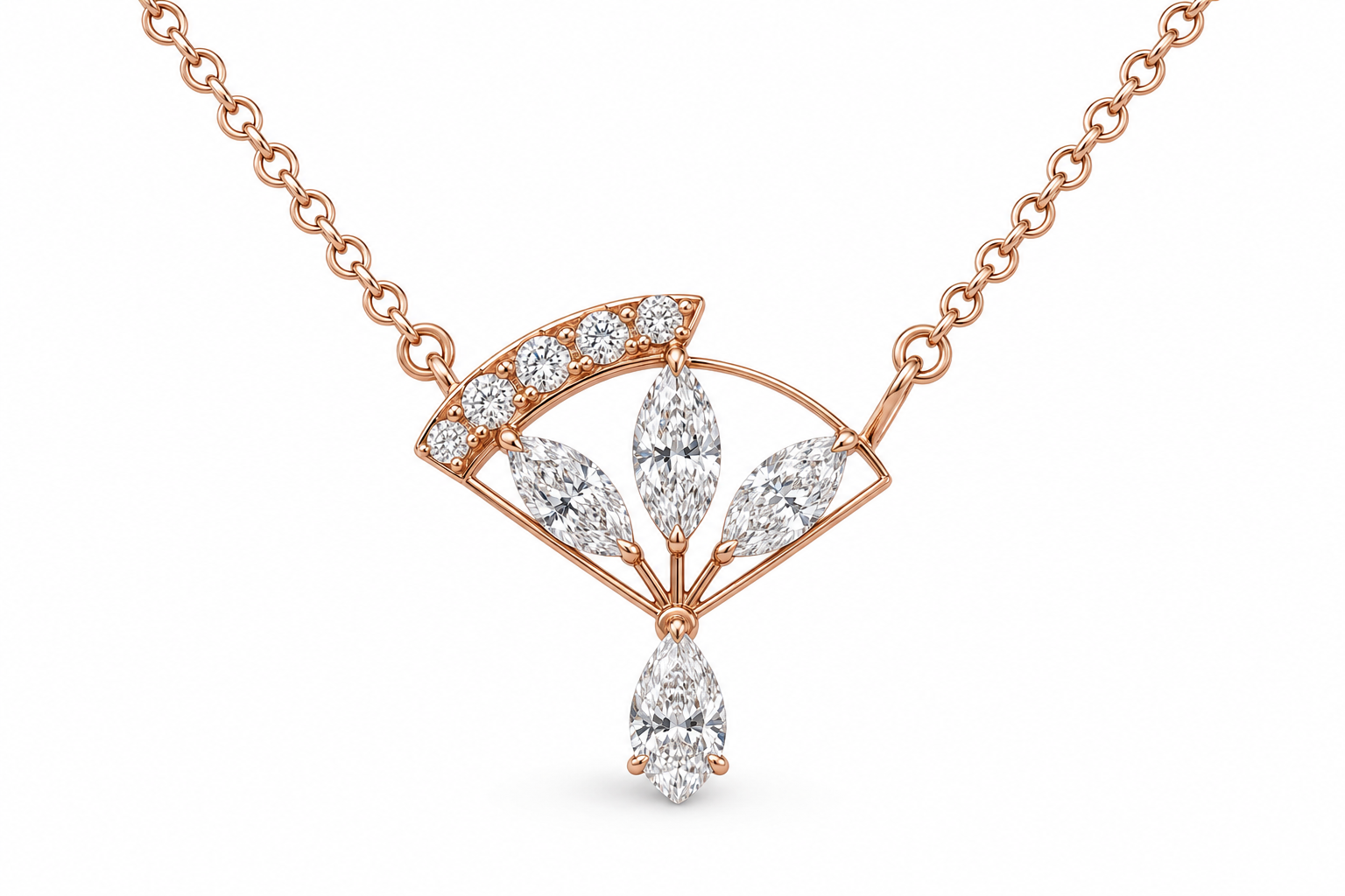 Rose Gold Diamond Fan Pendant