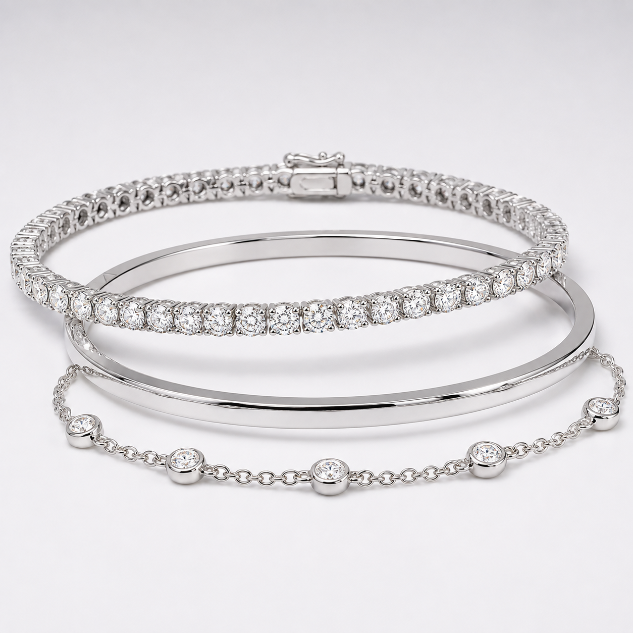 White Gold Multi Stackable Set