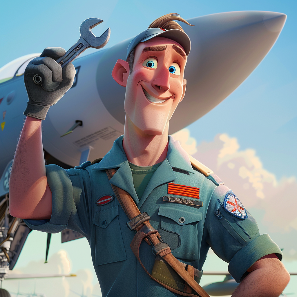 Crew Chief standing in front of an F/A-18 jet