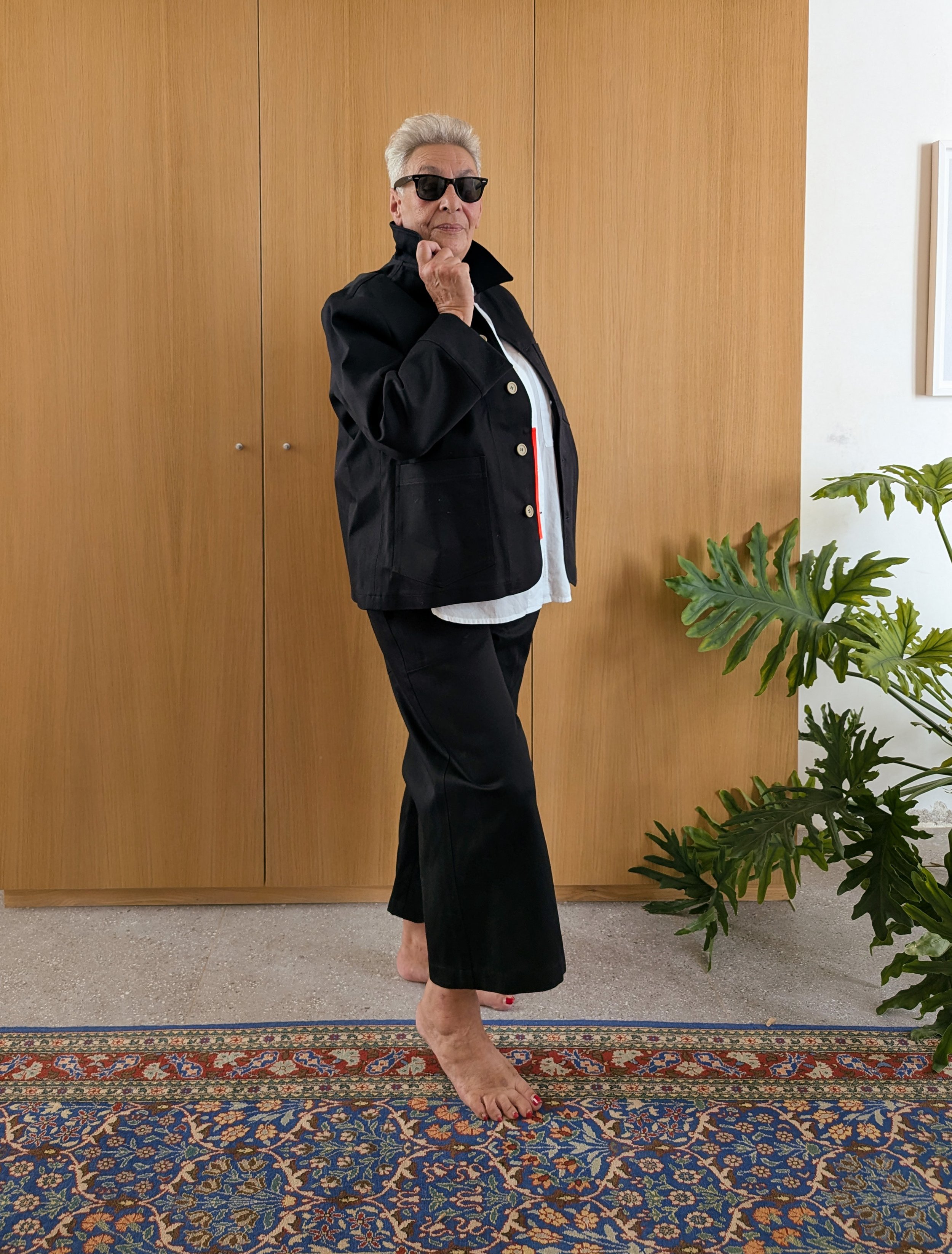 Amalfi pantsuit in black cotton twill