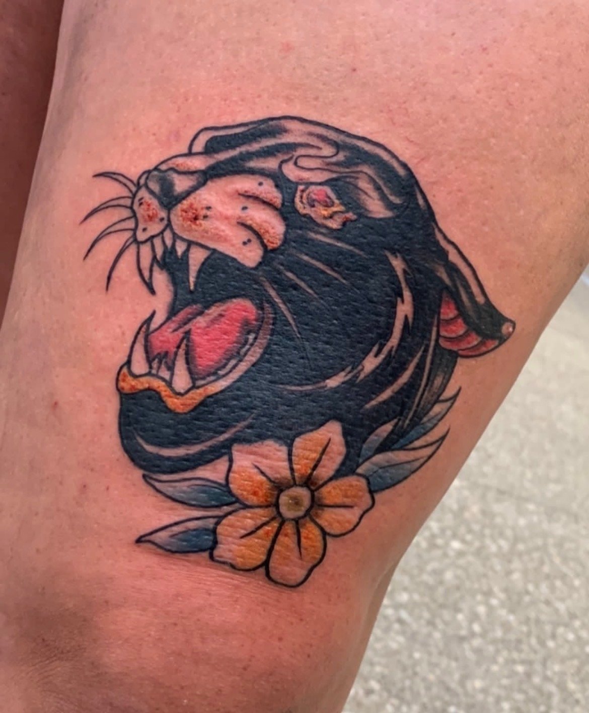 Neo Traditional Panther Tattoo