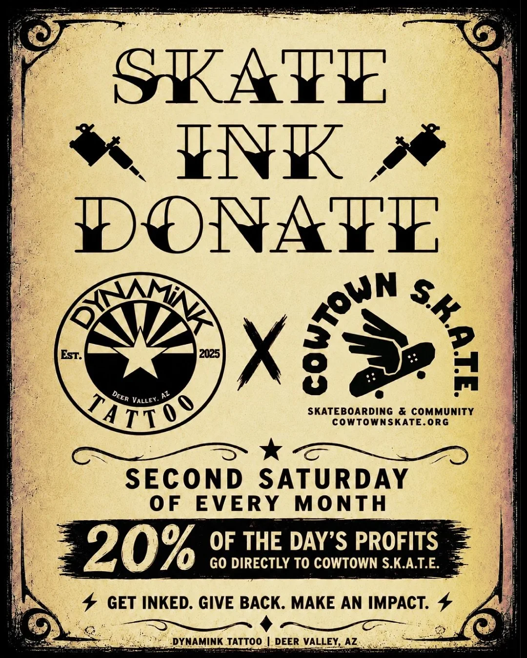 Skate-Ink-Donate Second Saturday