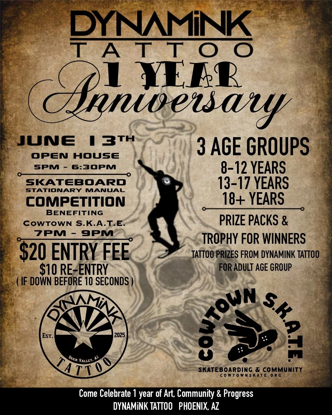 1 Year Anniversary Event Benefiting Cowtown S.K.A.T.E.