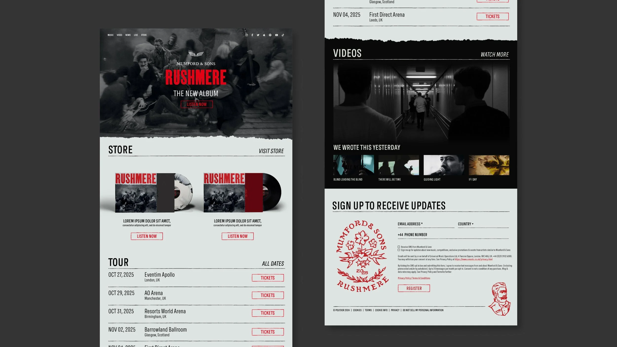 Mumfords & Sons Website Design