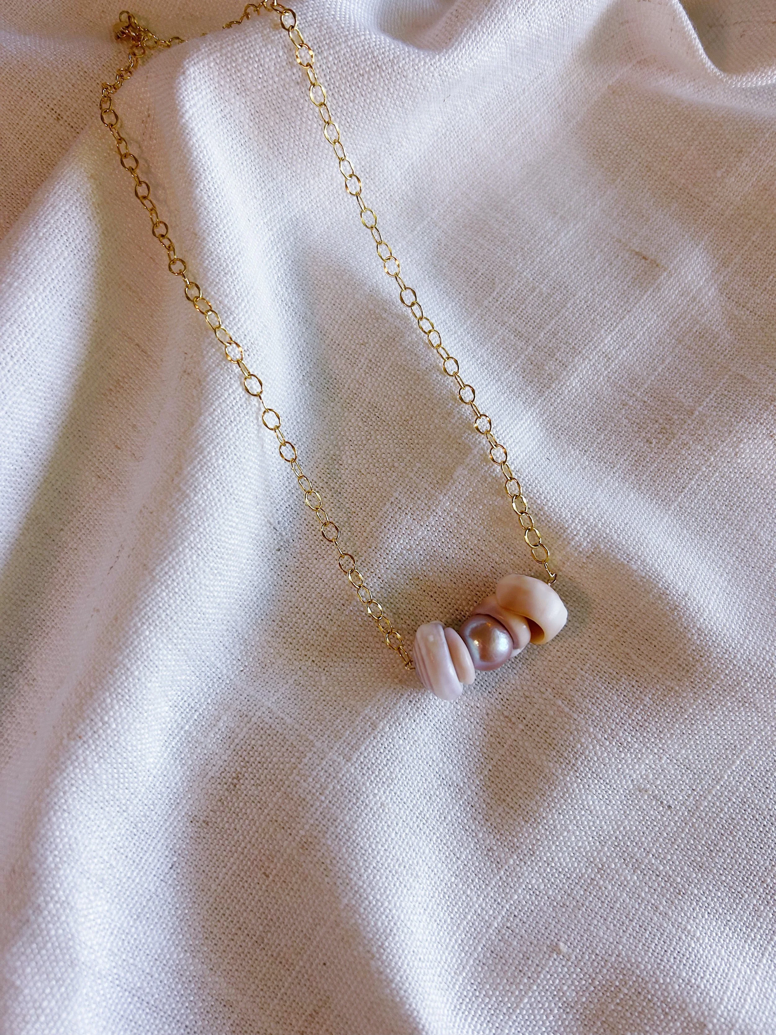 Edison Freshwater Pearl & Puka Necklace