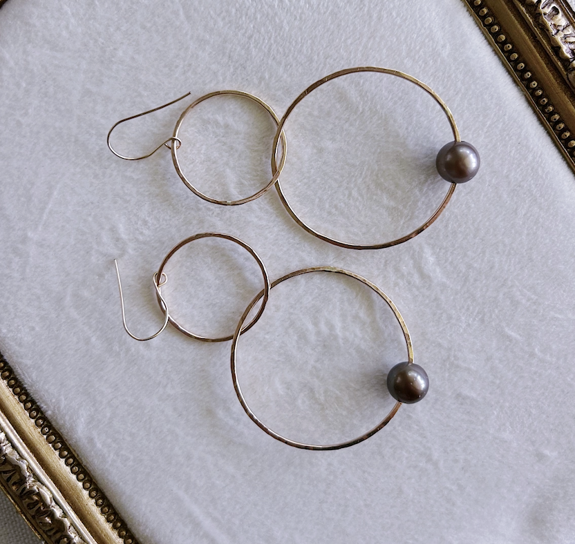 Double Tahitian Pearl Hoops