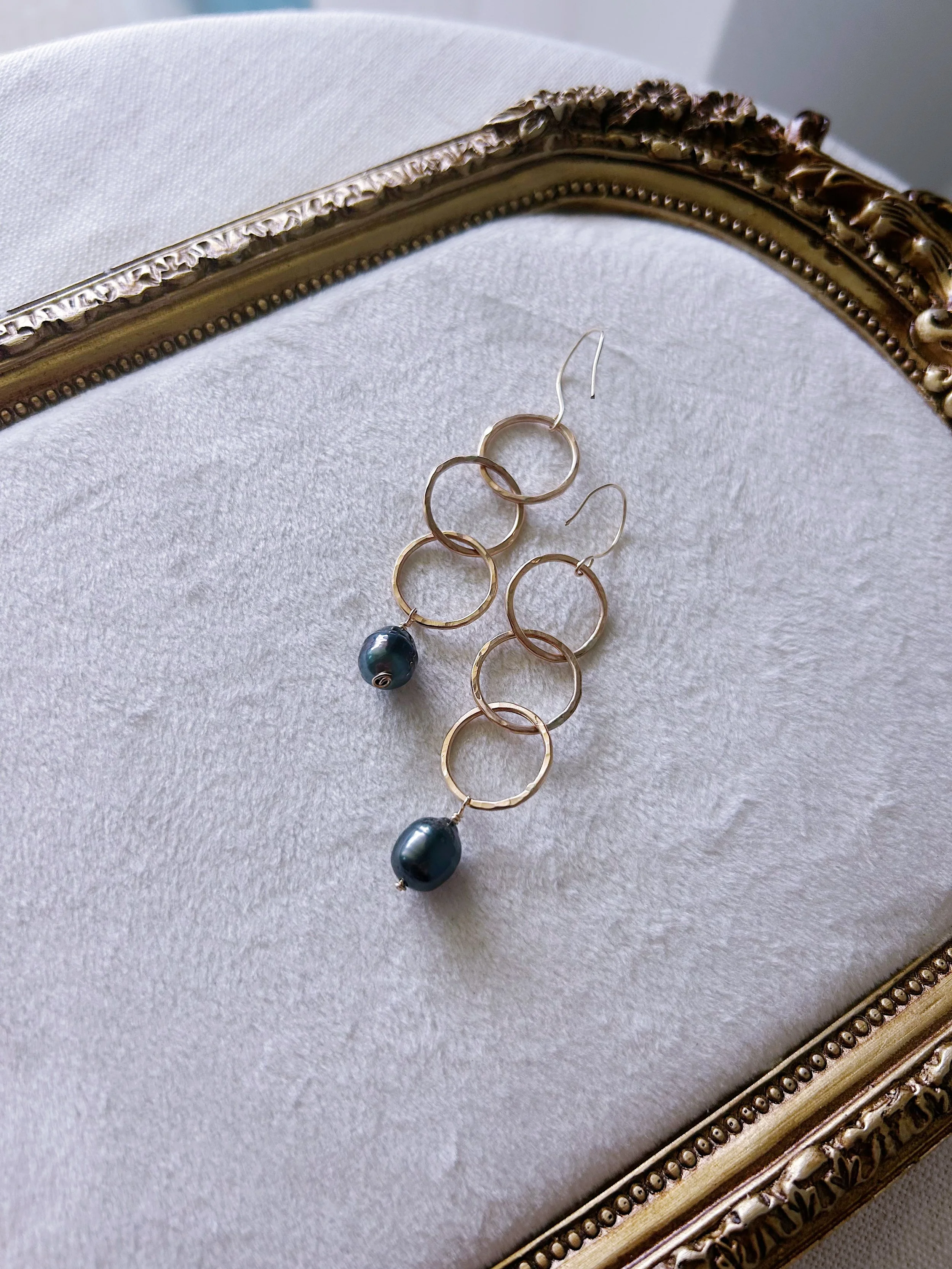 Tahitian Pearl Triple mini hoops