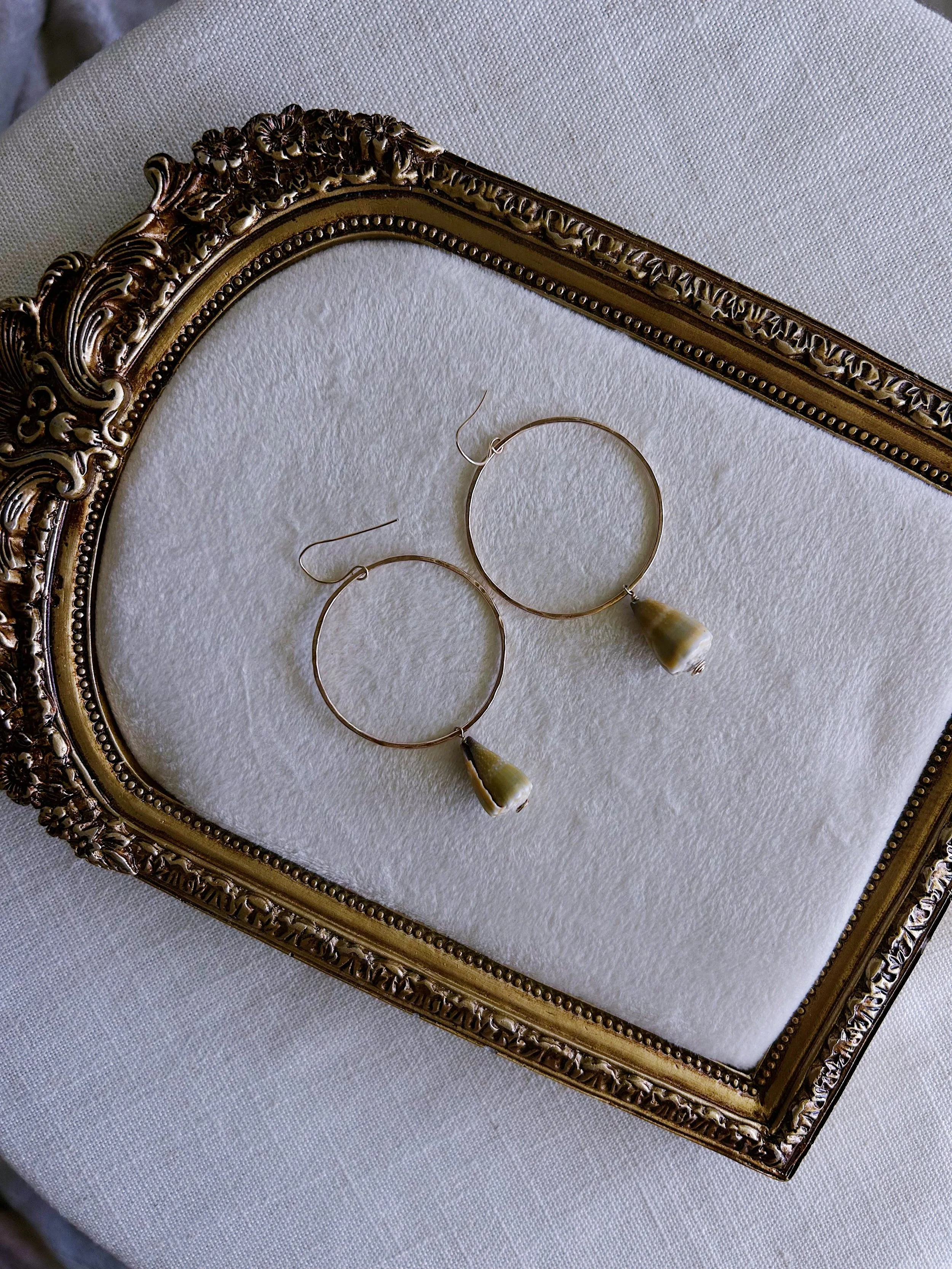 Green Cone Shell Hoops