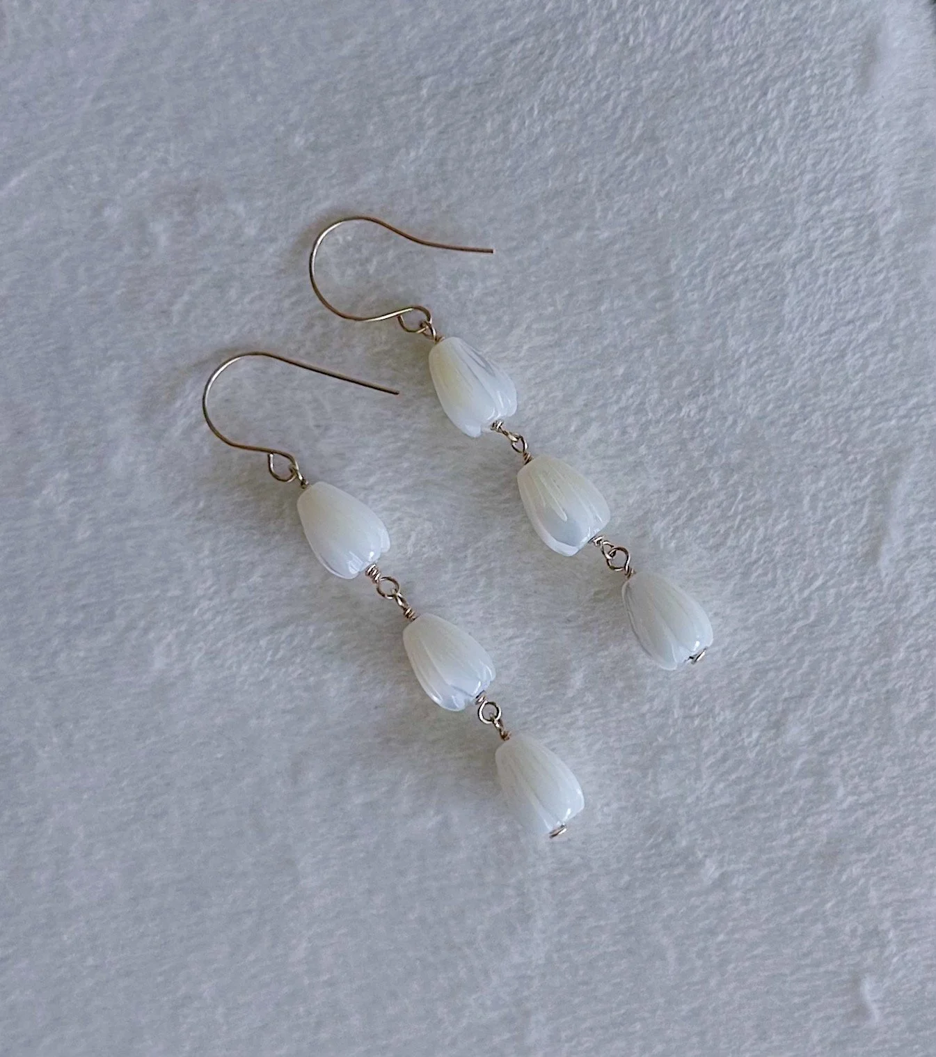 Triple Pikake Chain Earrings